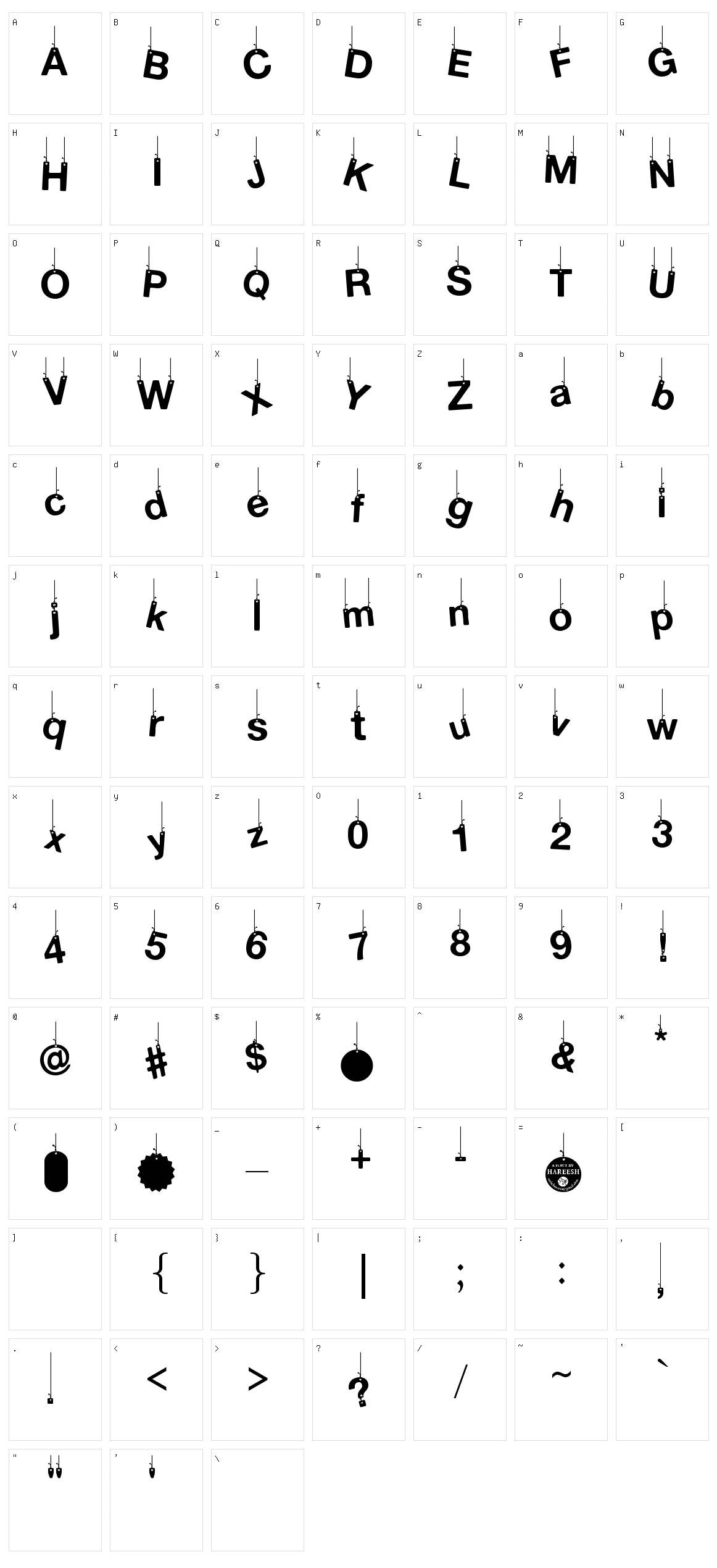 Hanging Letters Character Set