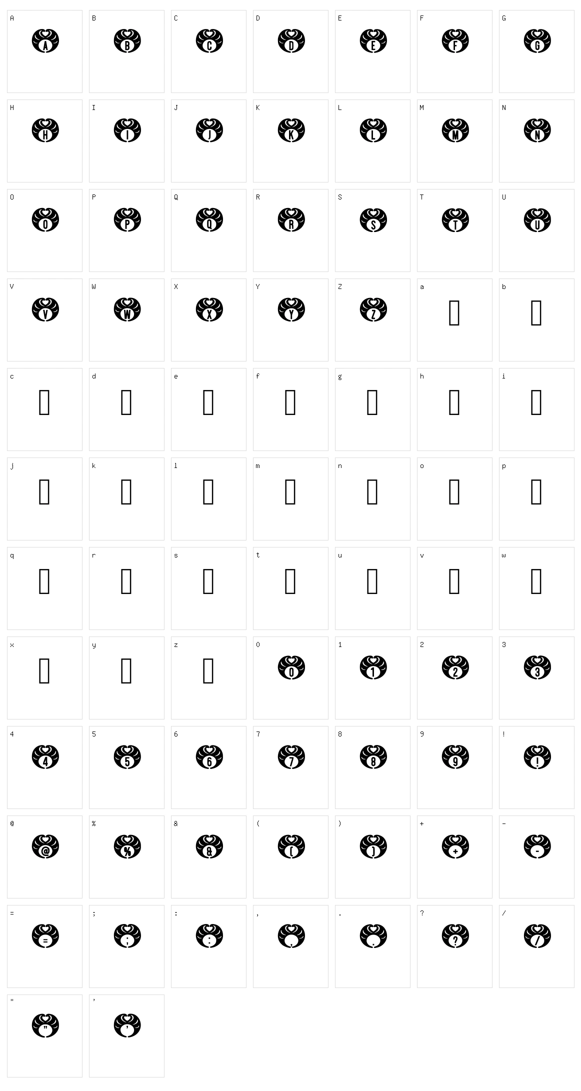 Hedhead Character Set