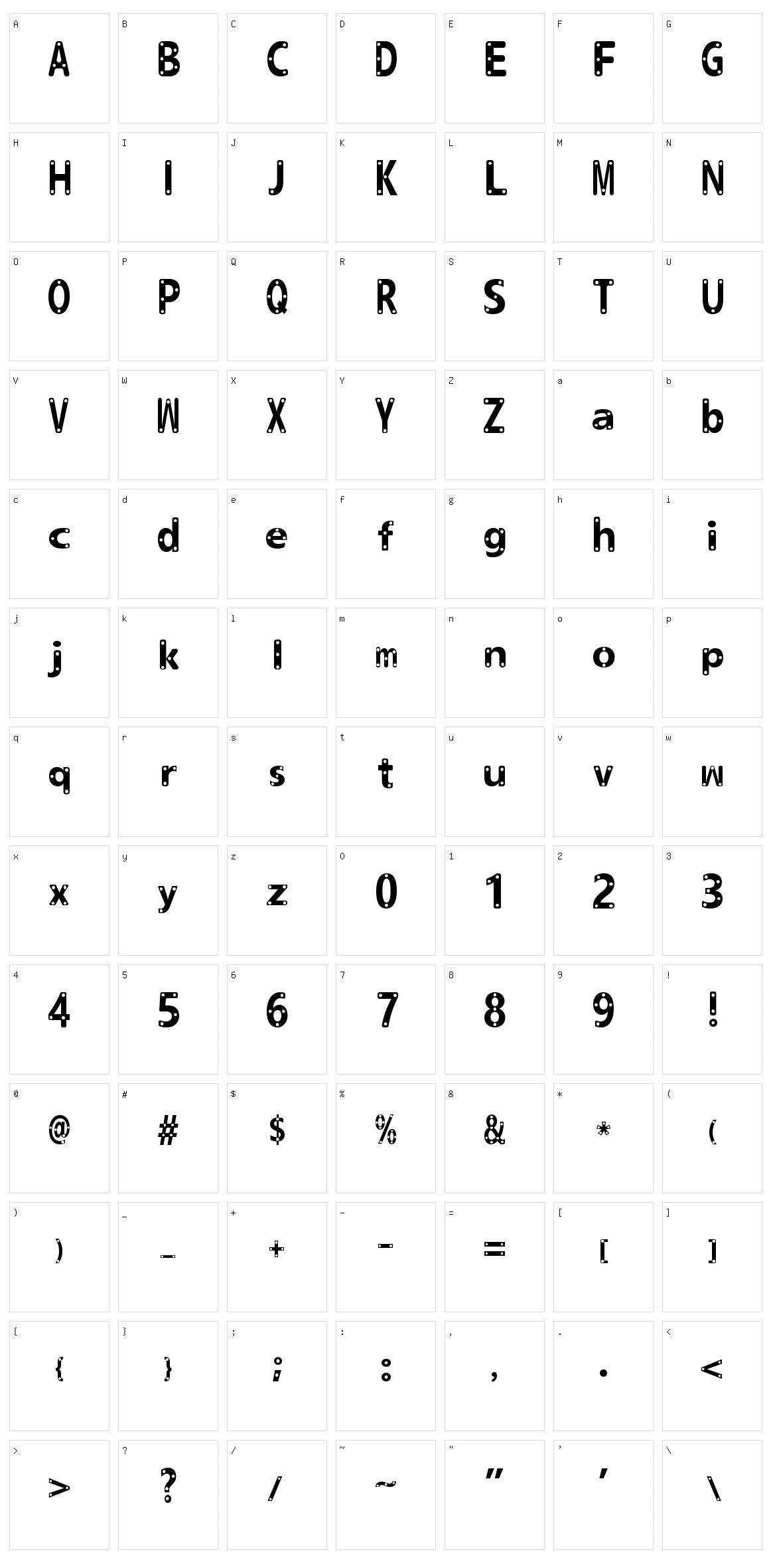 Hollowgraphy Character Set