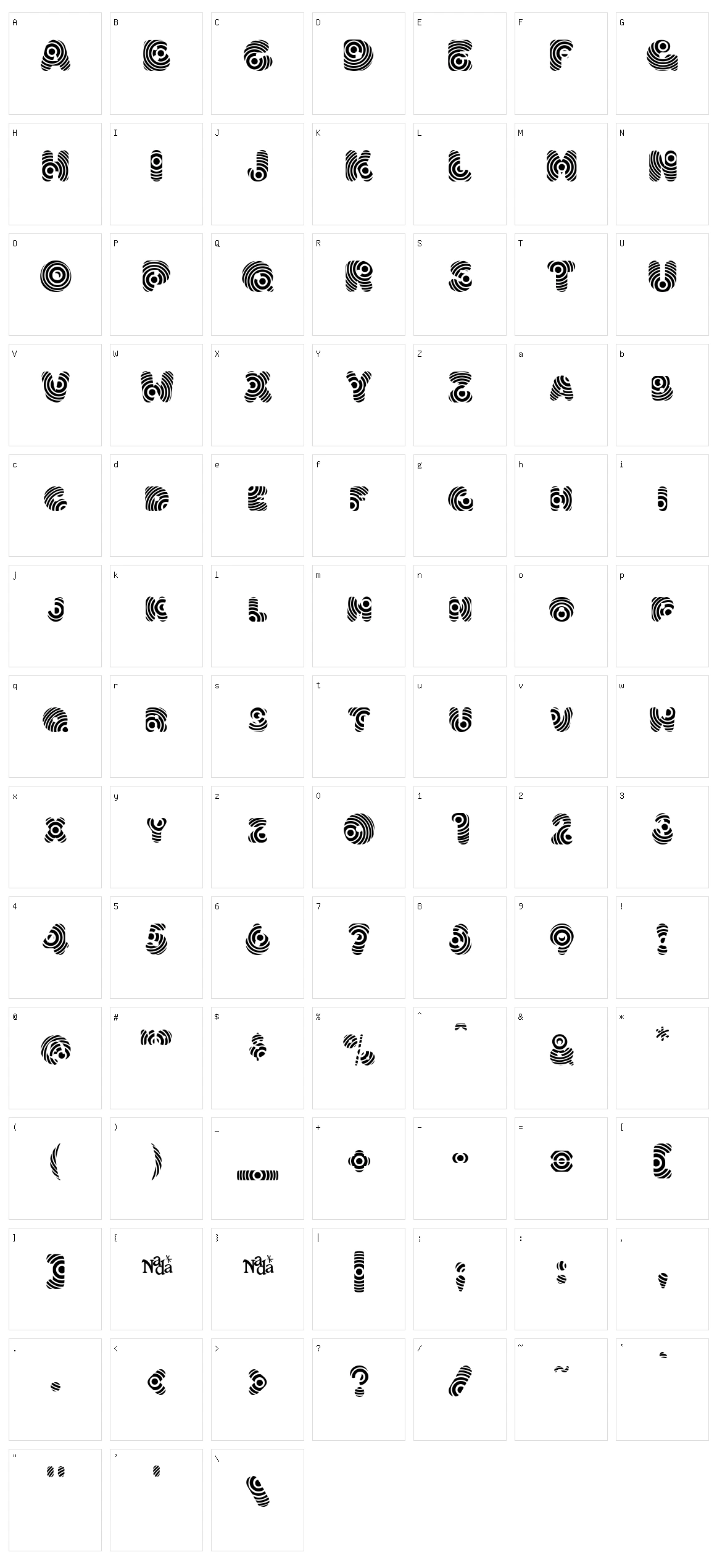 Hypmotizin Character Set