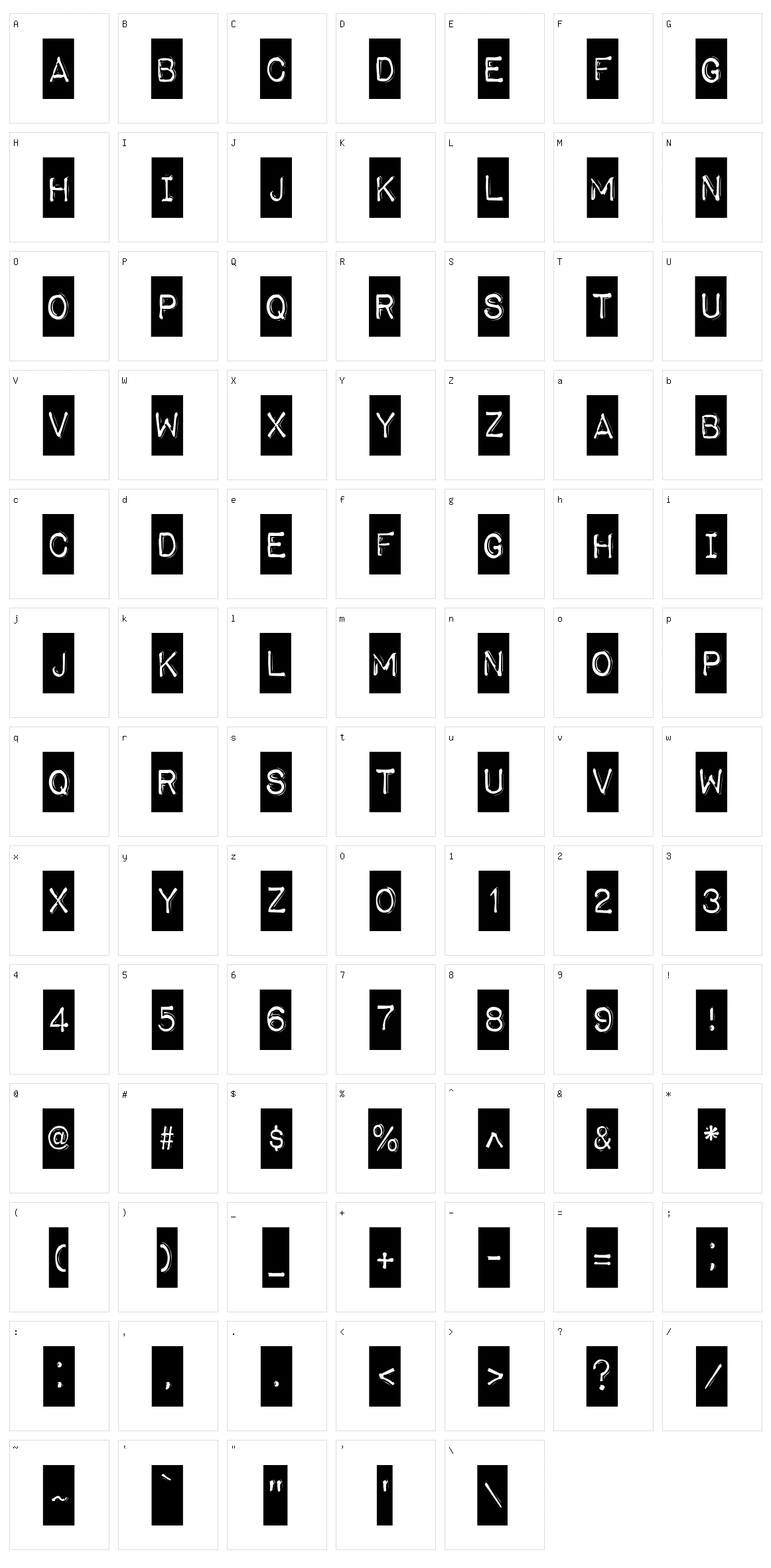 Impact Label Character Set