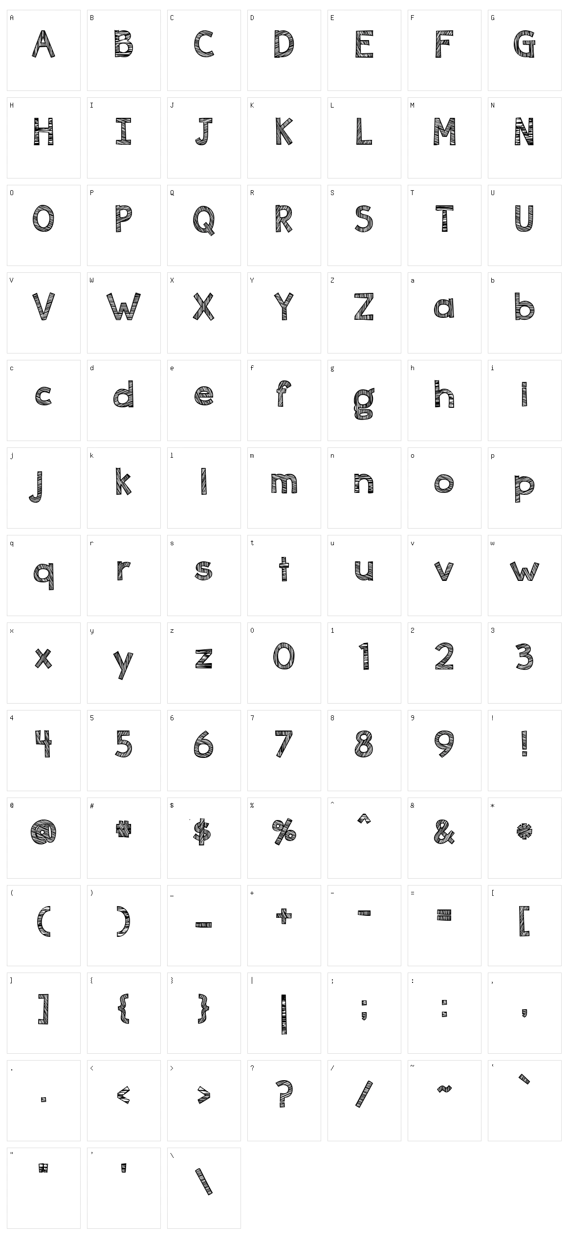 Ingrained Character Set