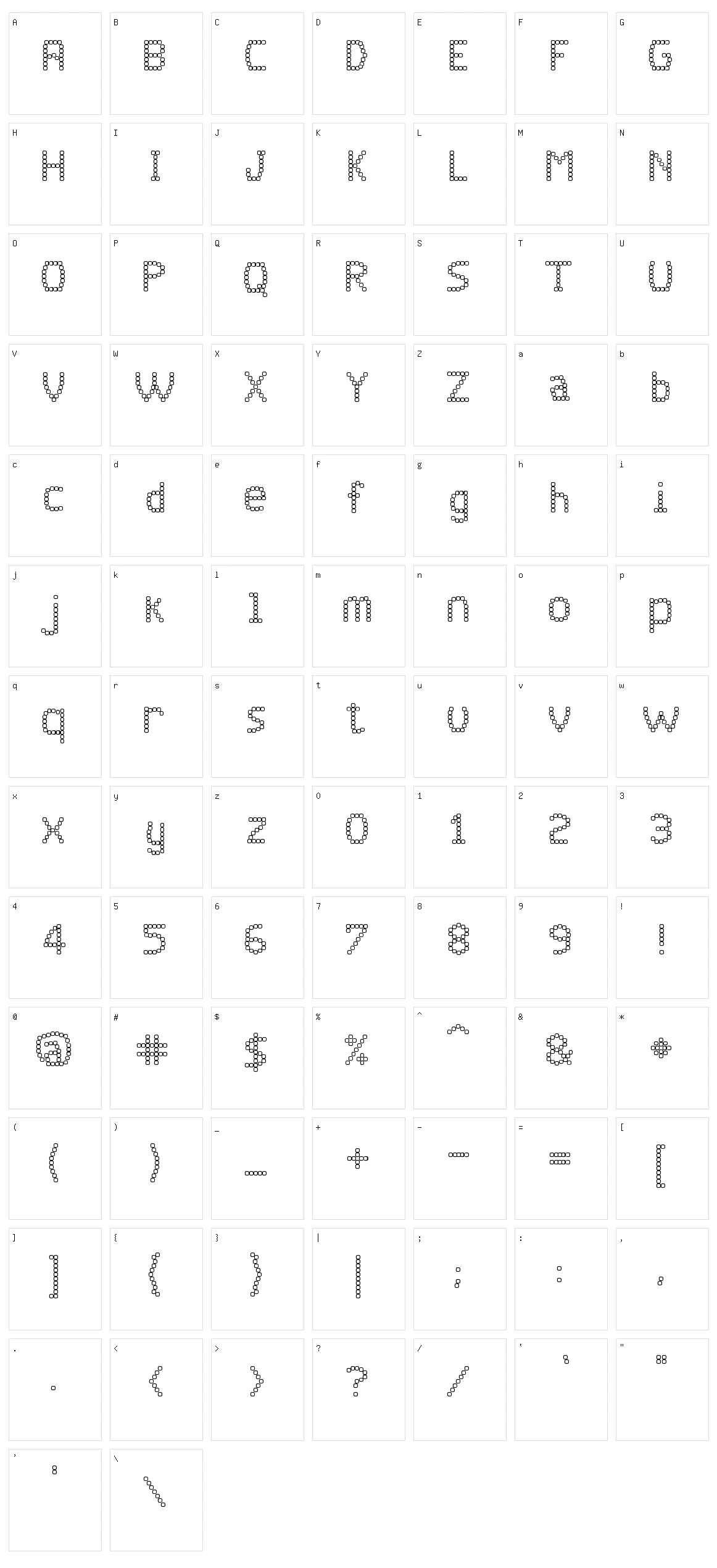 JD Quadz Character Set