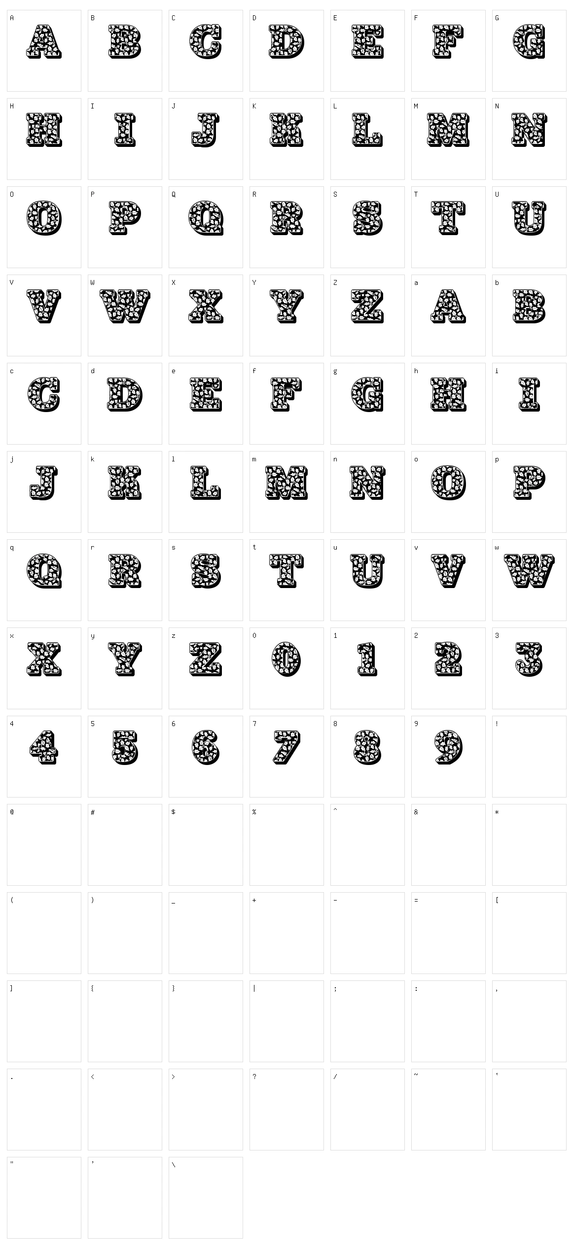 JF Holly Character Set