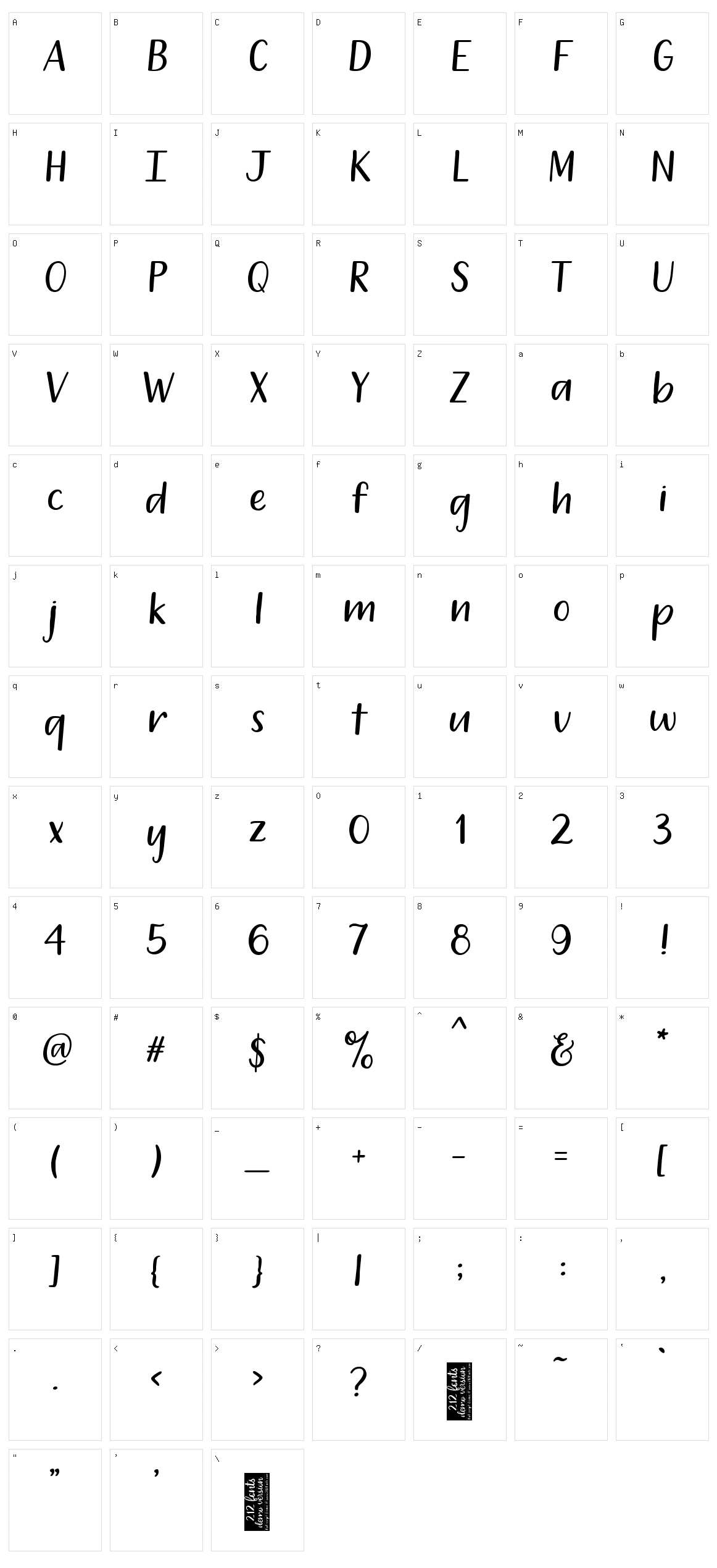 212 Dreamery Sans Character Set