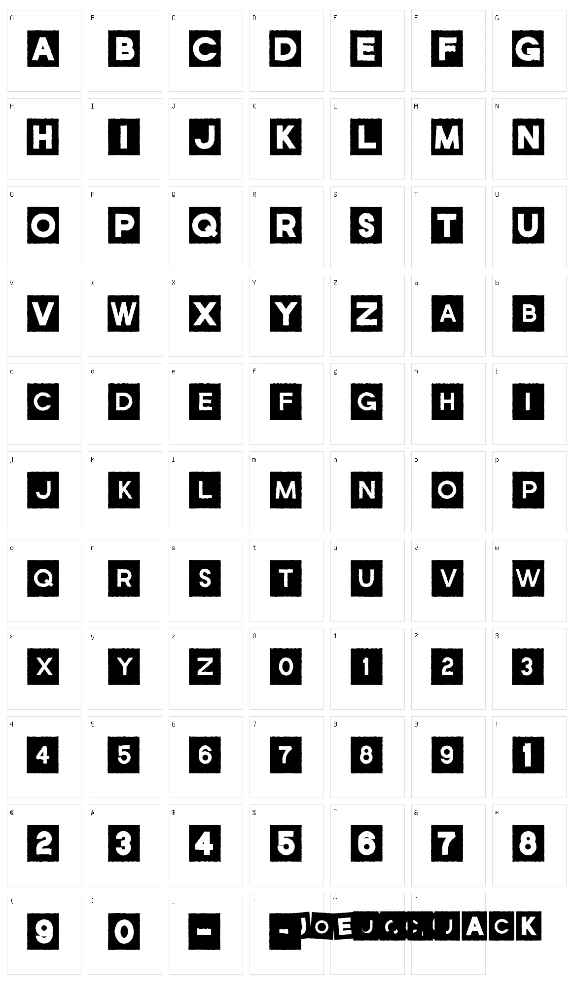 JoeJack Character Set