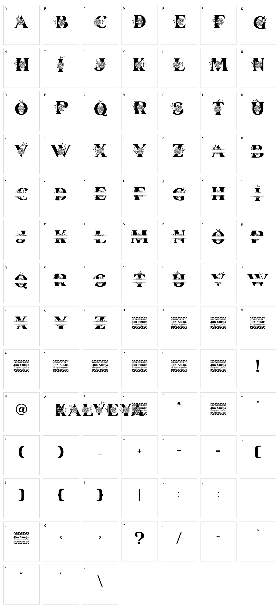 Kalveya Character Set