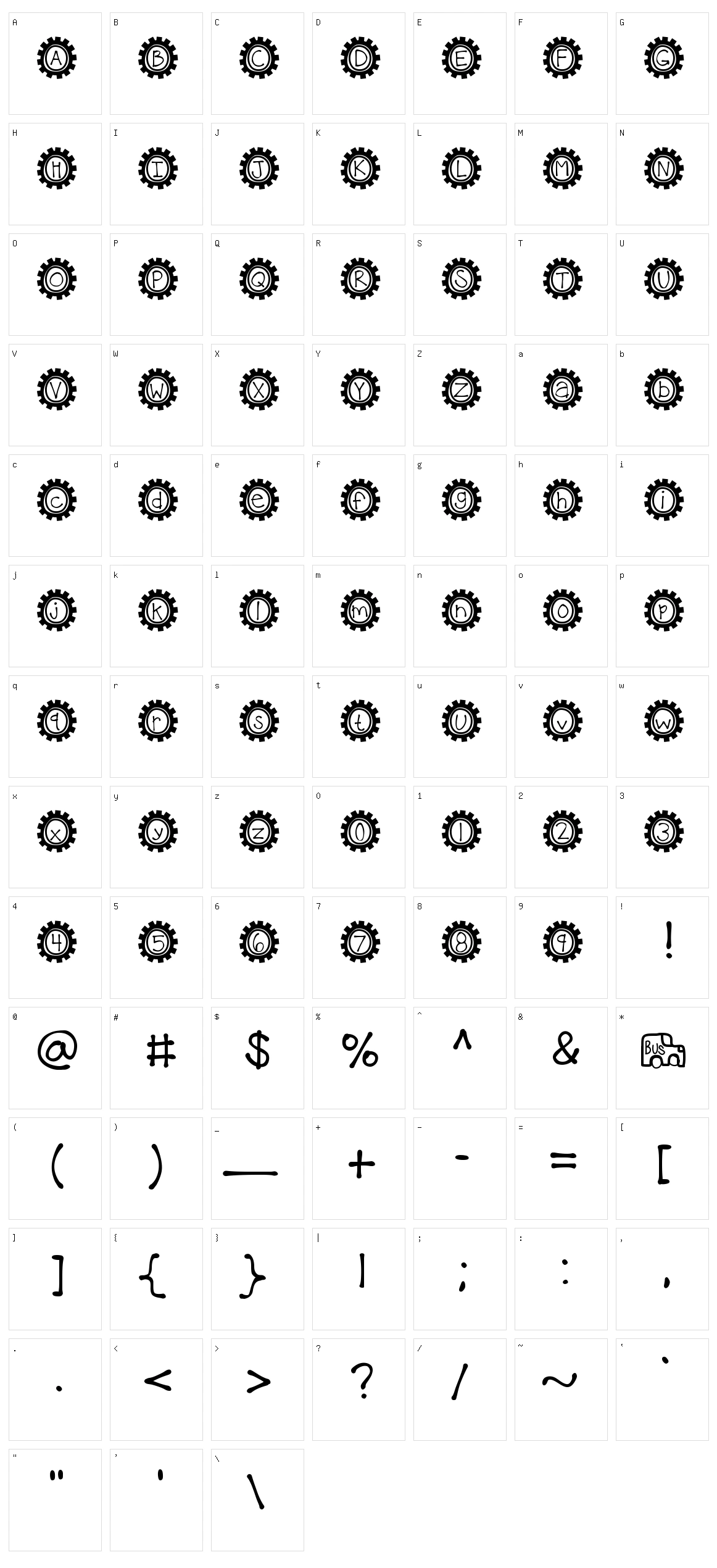 KB Bus Stop Character Set