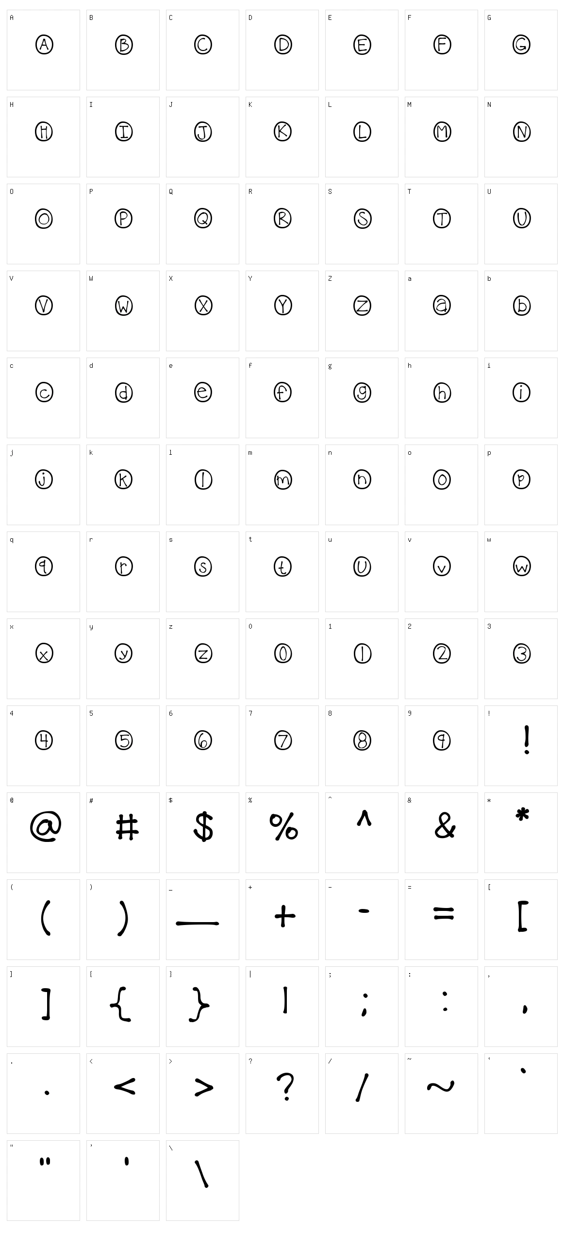 KB Caterpillar Character Set