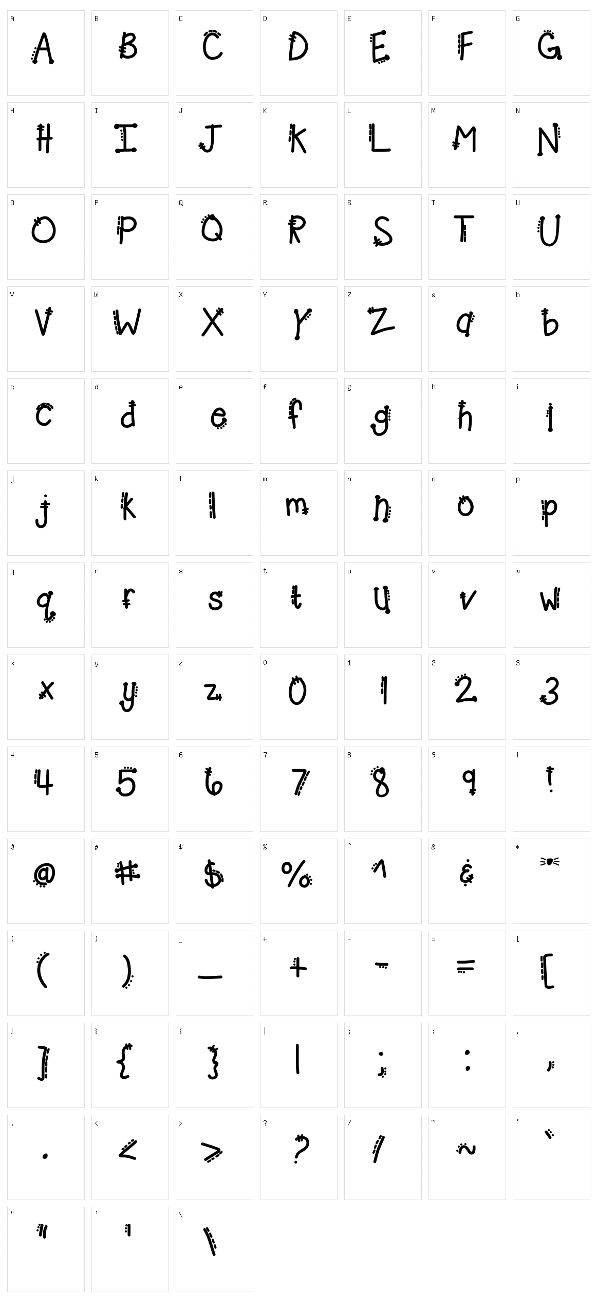 KB Cheetahrita Character Set