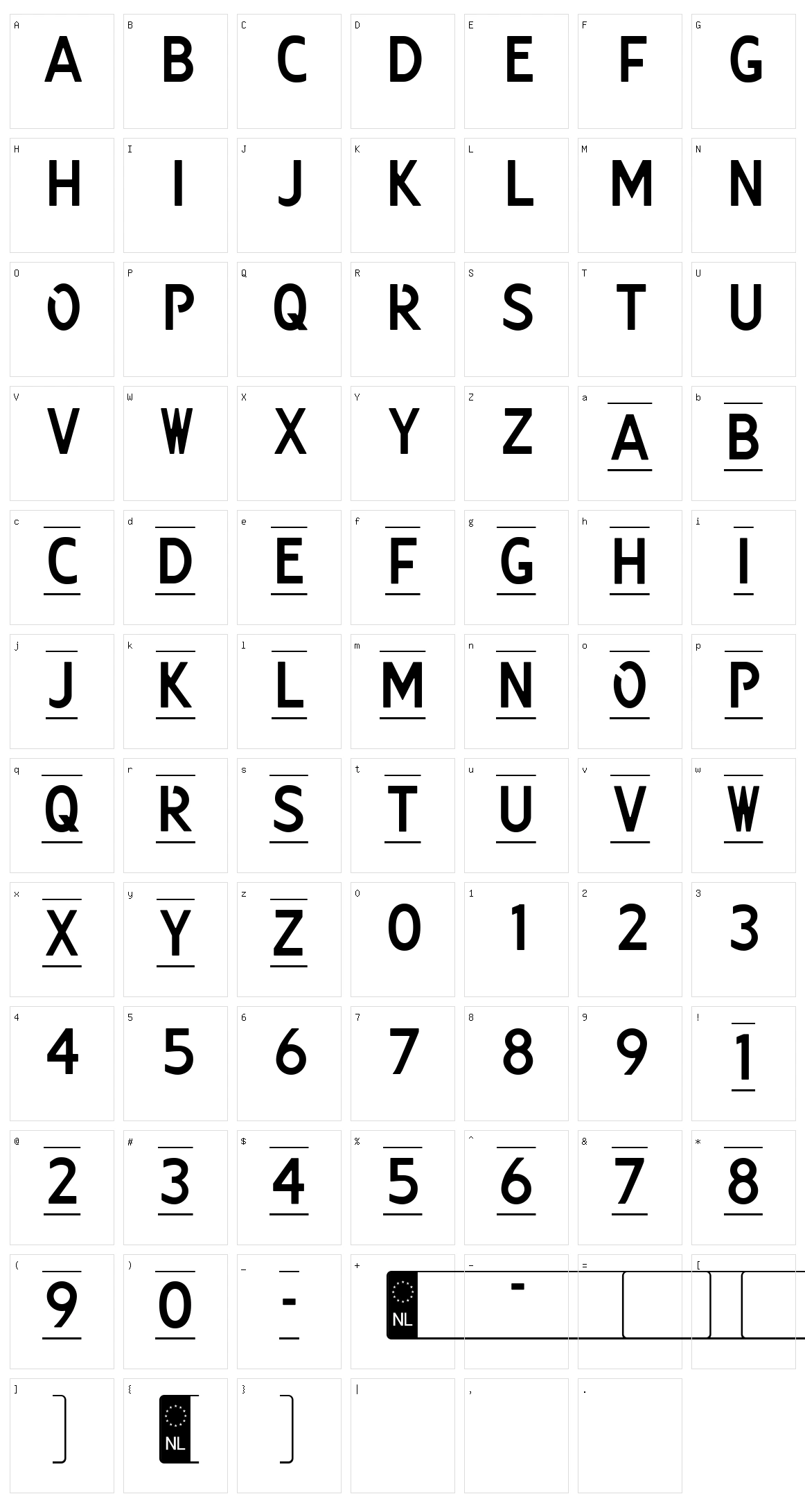 Kenteken Character Set