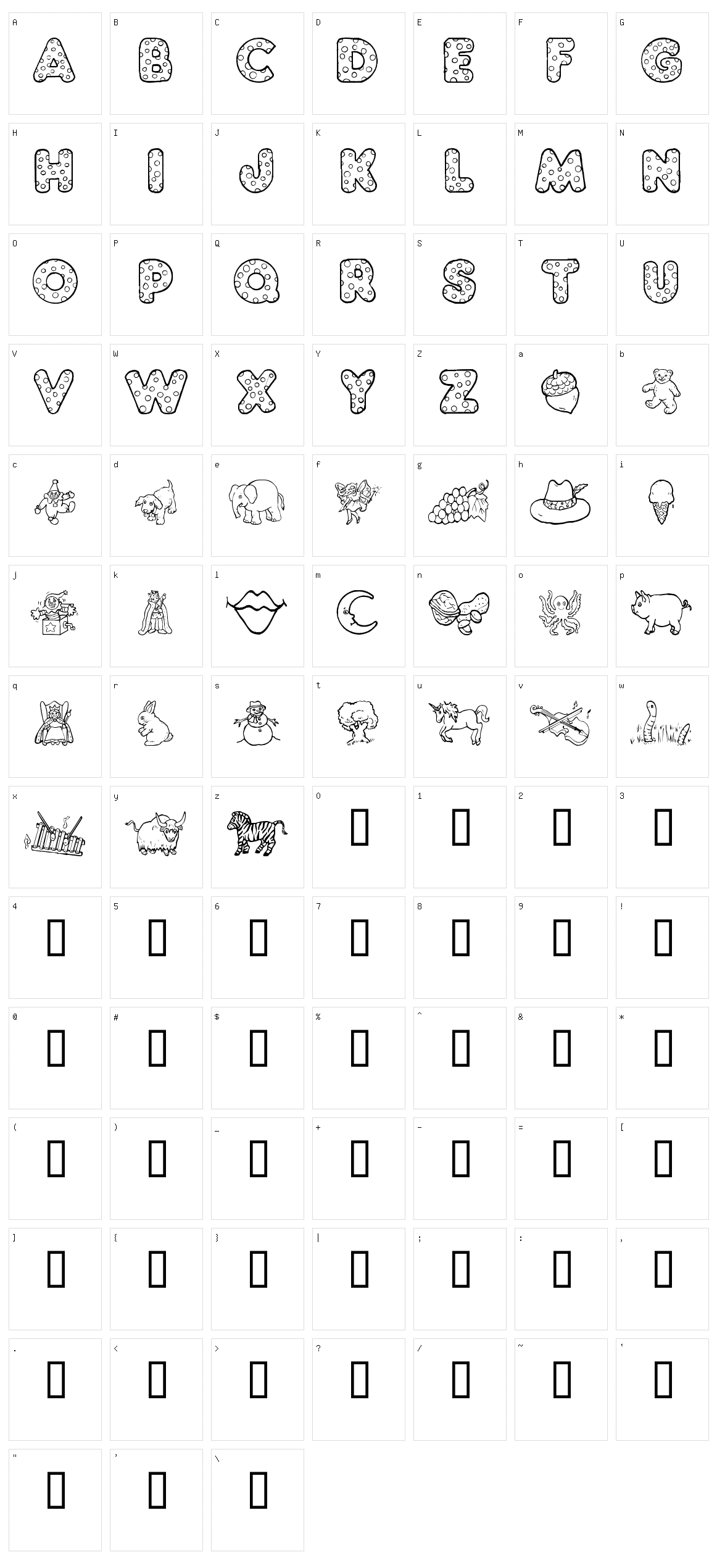 KG ABCs Character Set