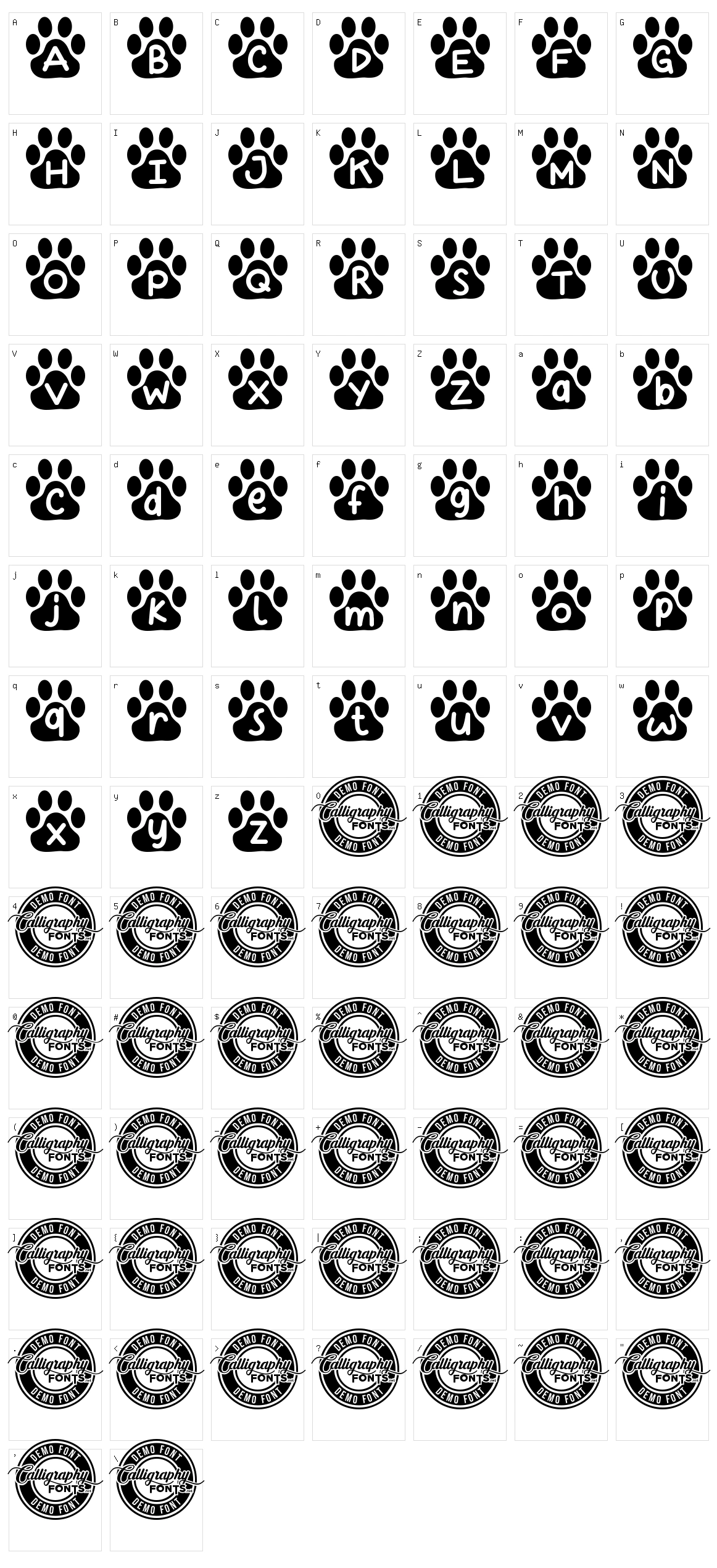 Kitty Paw Character Set