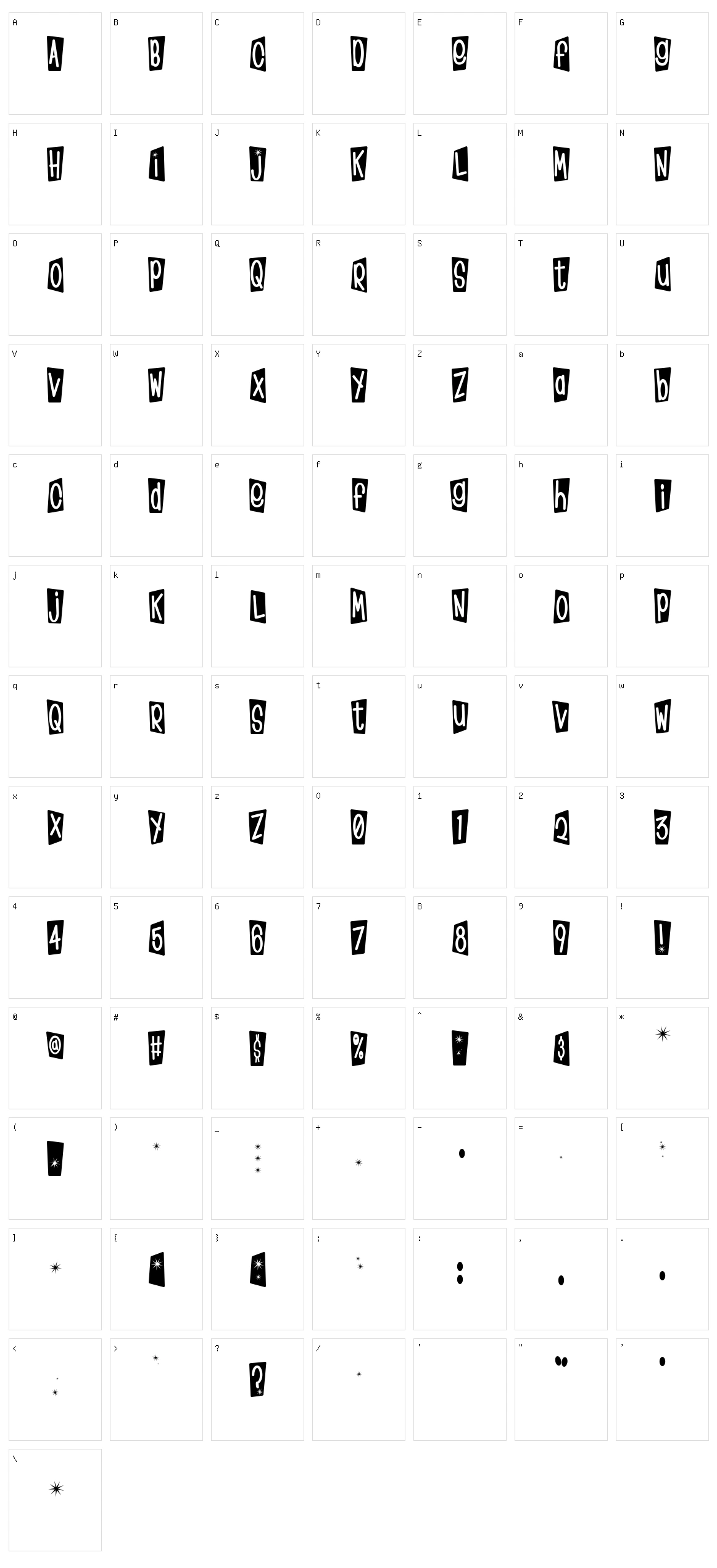 KlinkOMite Character Set