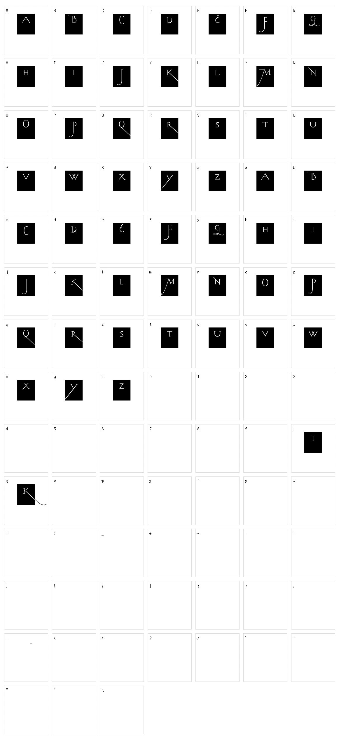 Kochs Long Caps Squares Character Set