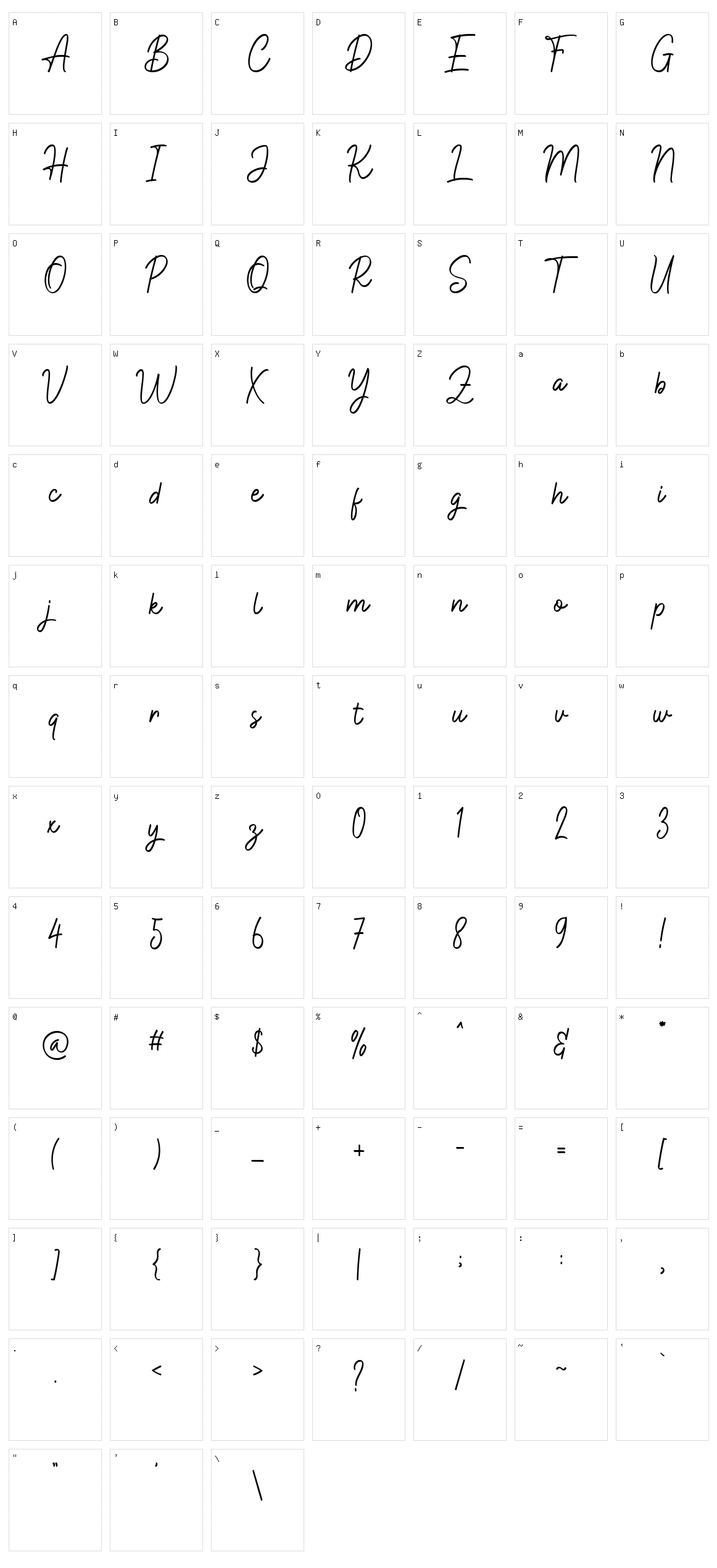 Hamilton Signature Character Set