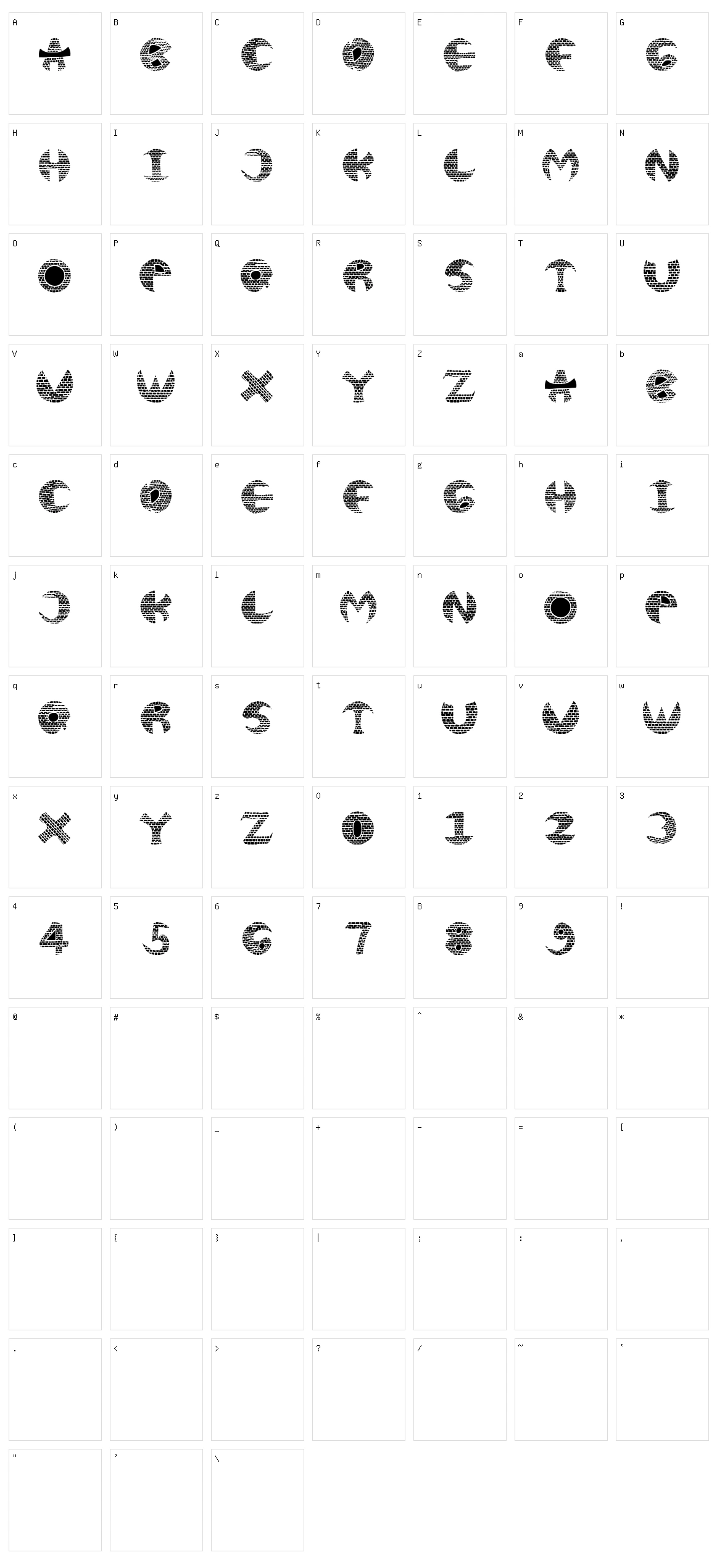 Kotak Kotak Character Set
