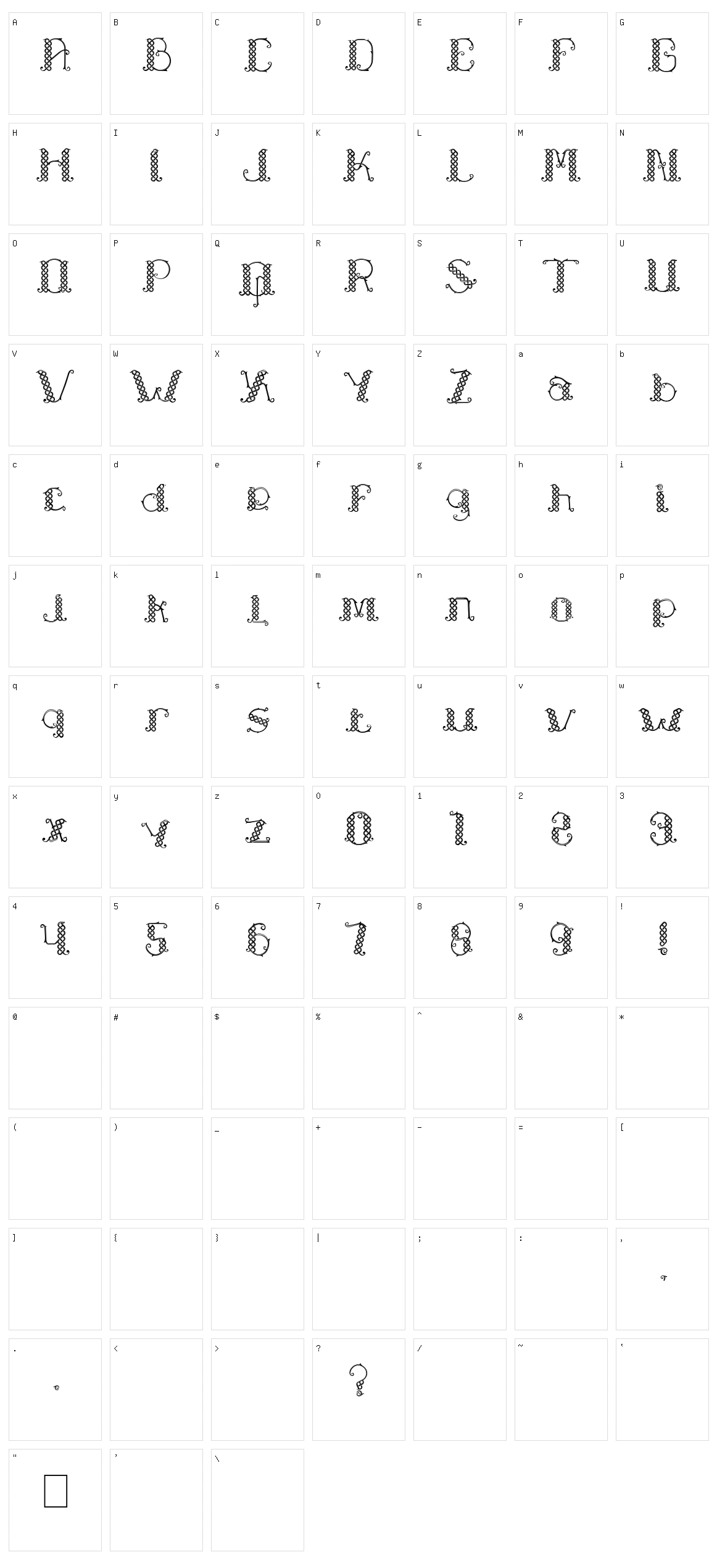 Lapiah Tigo Typeface Character Set
