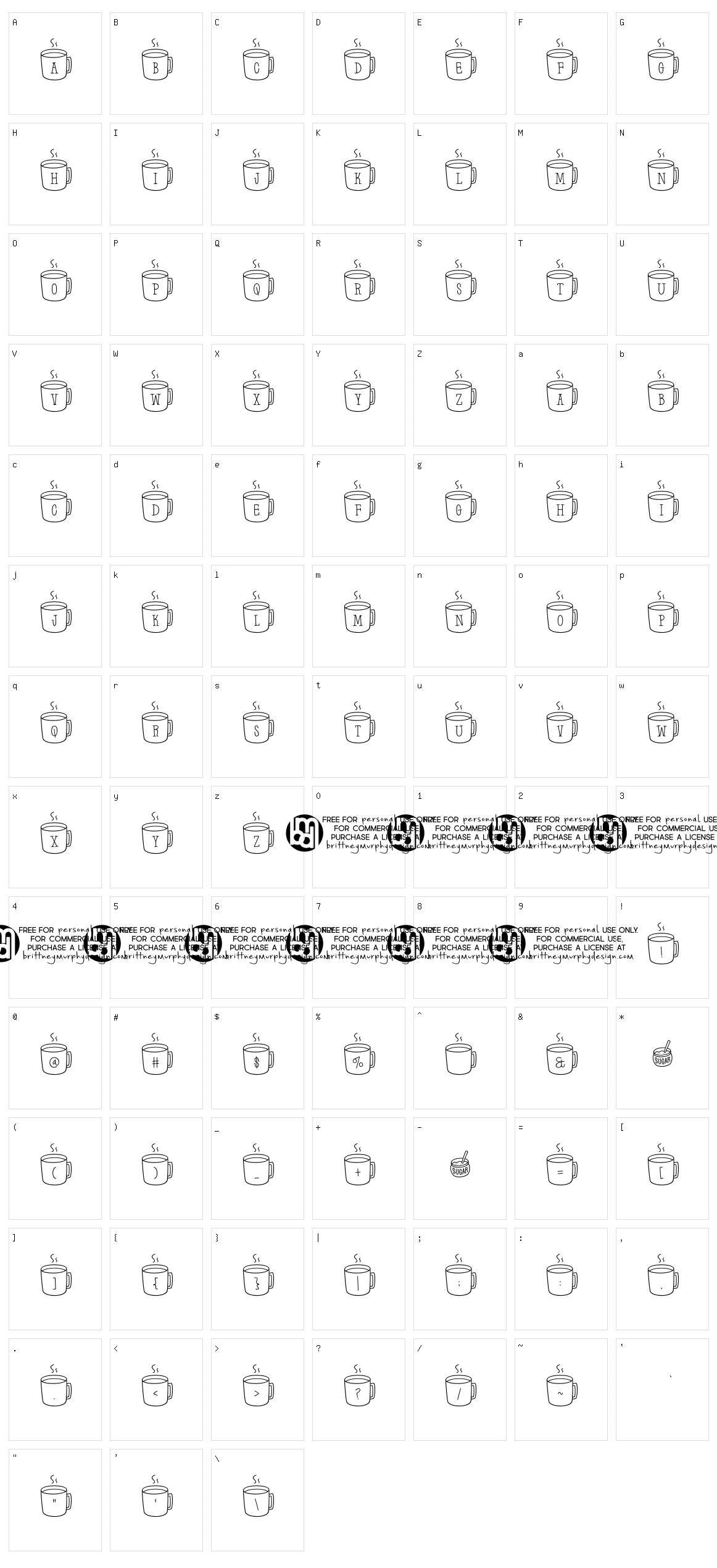 Latte Letters Character Set