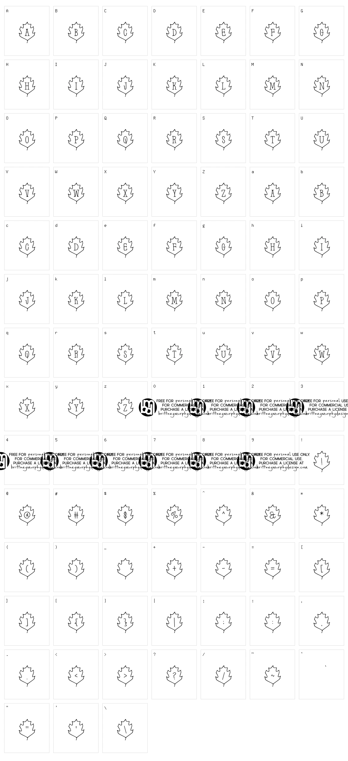 Leaf Letters Character Set