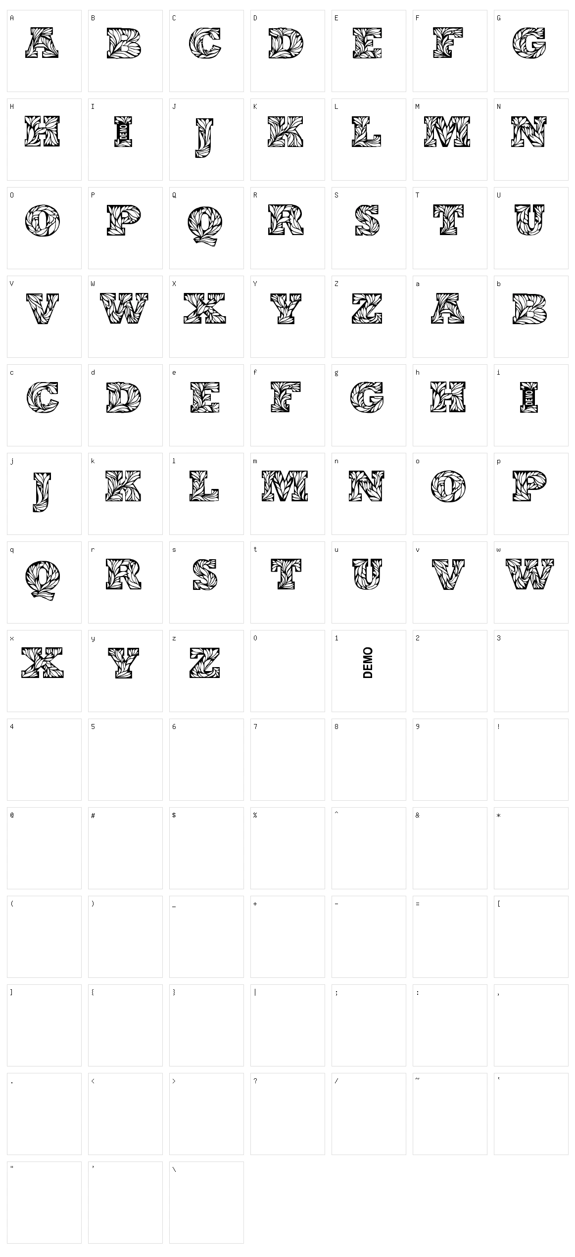 Leaffy Character Set