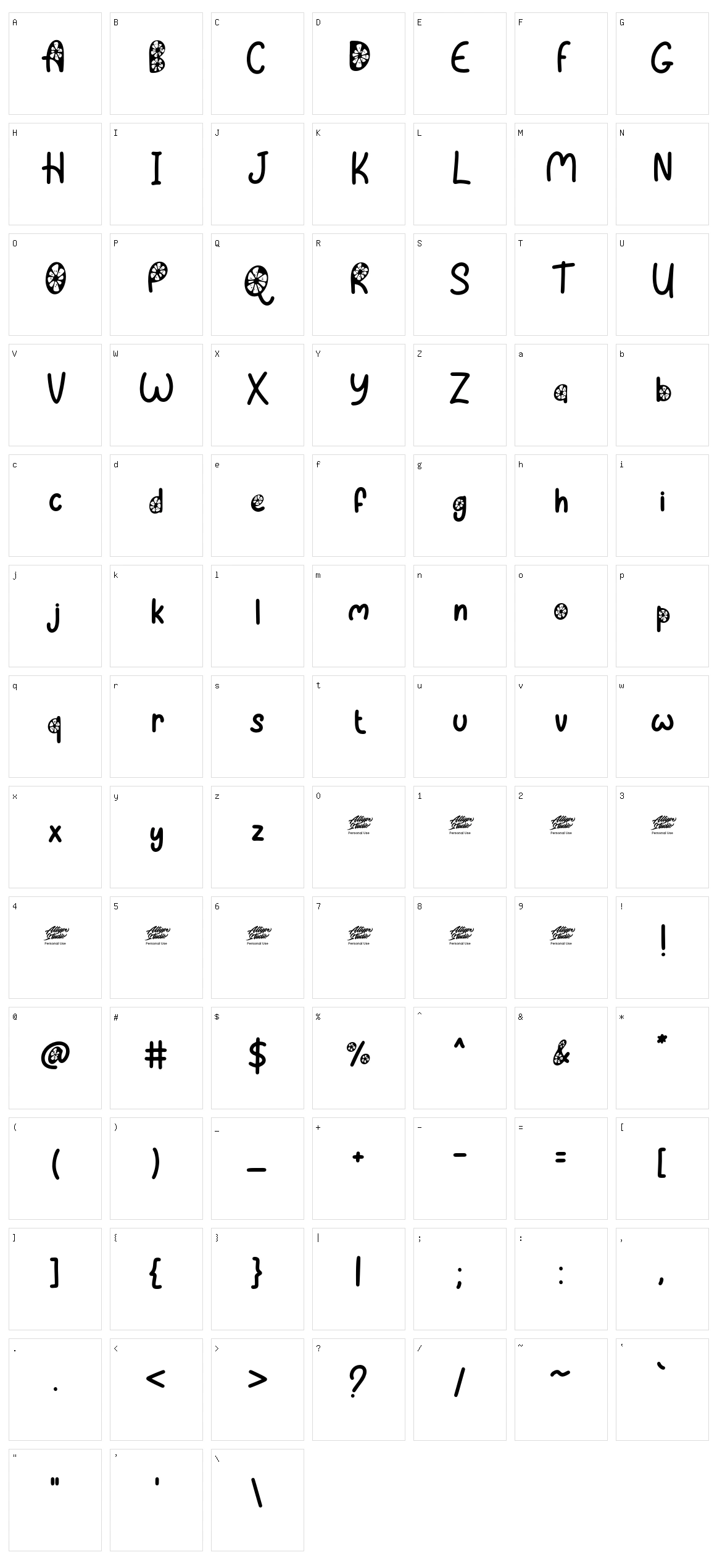 Lemon Press Character Set