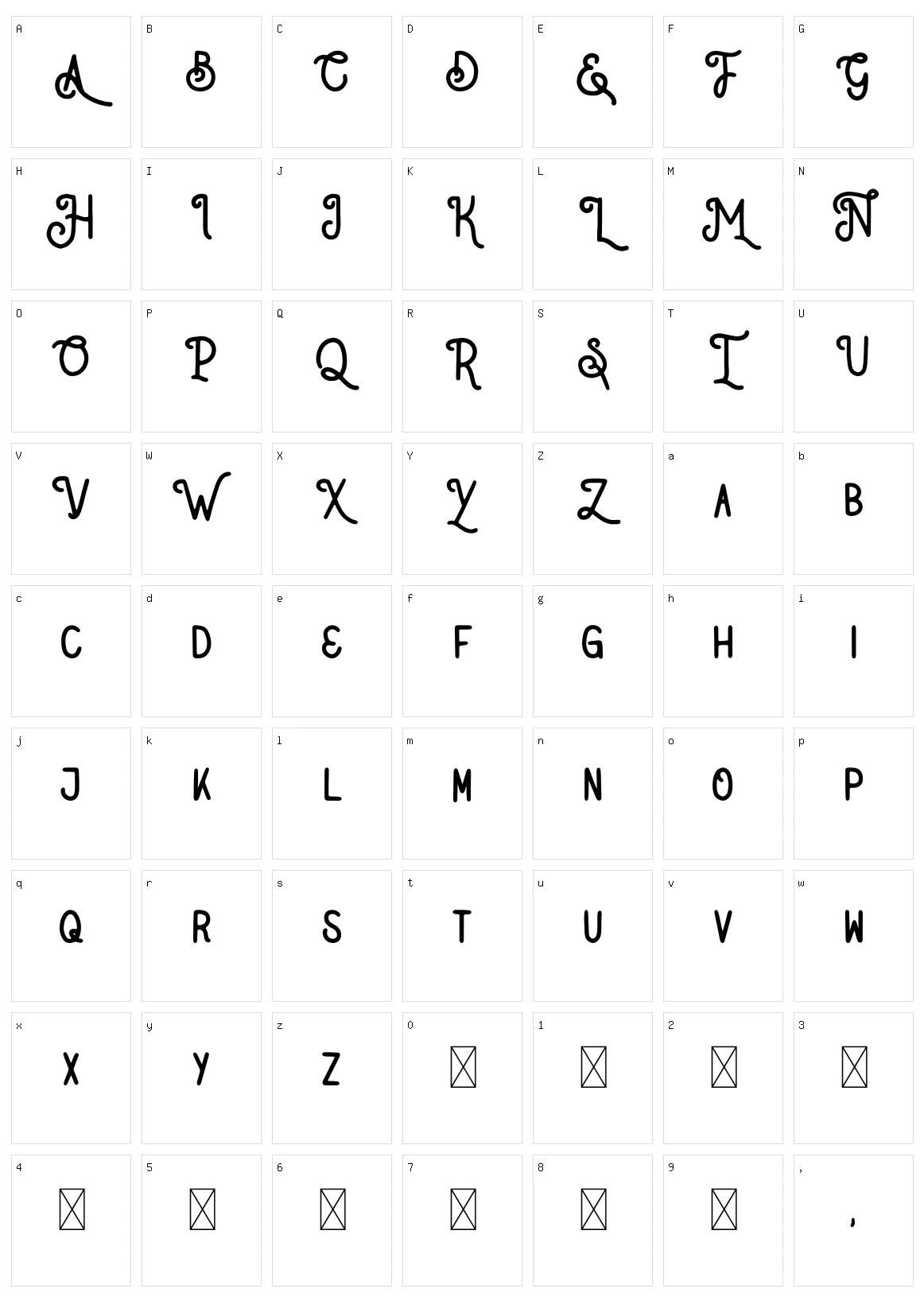 Native Miles Type Character Set