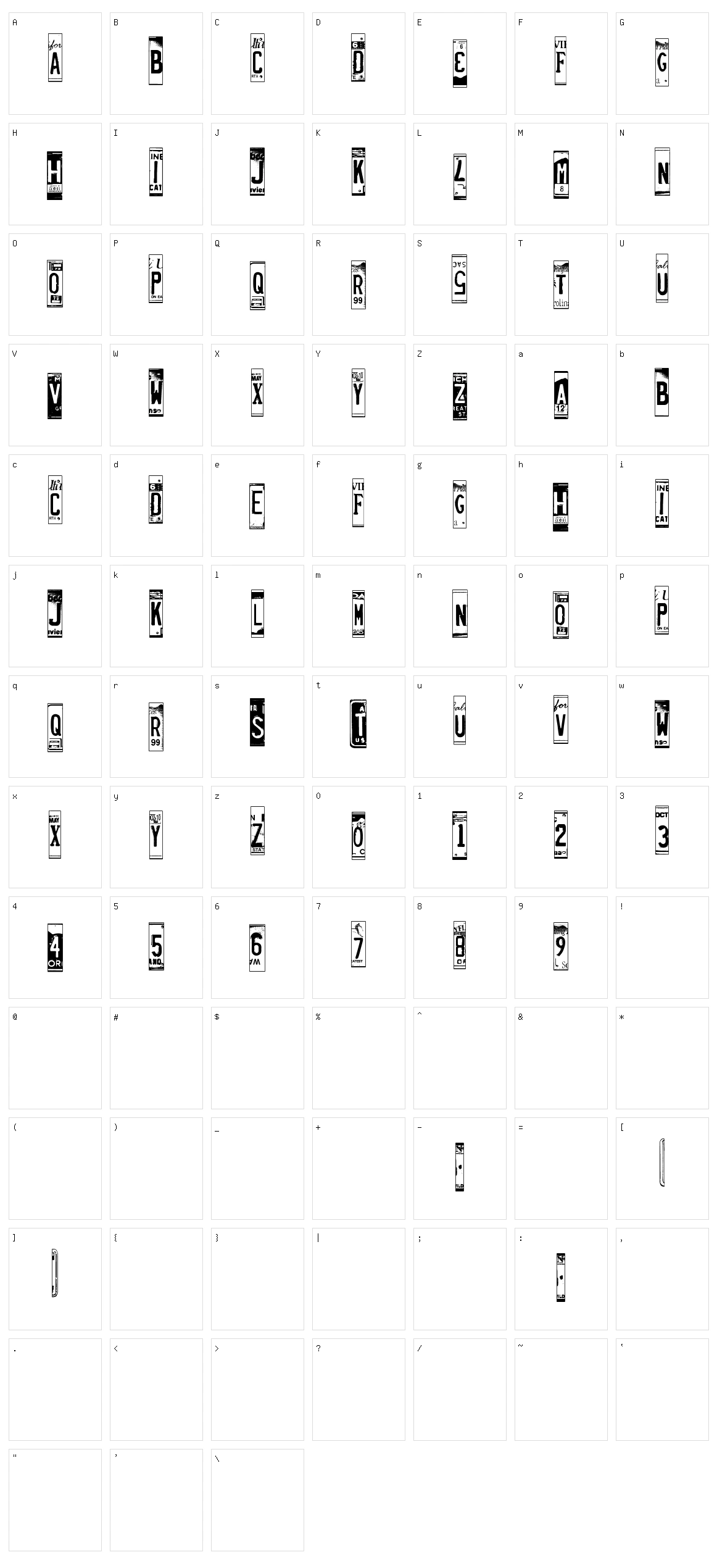 License Plates Character Set