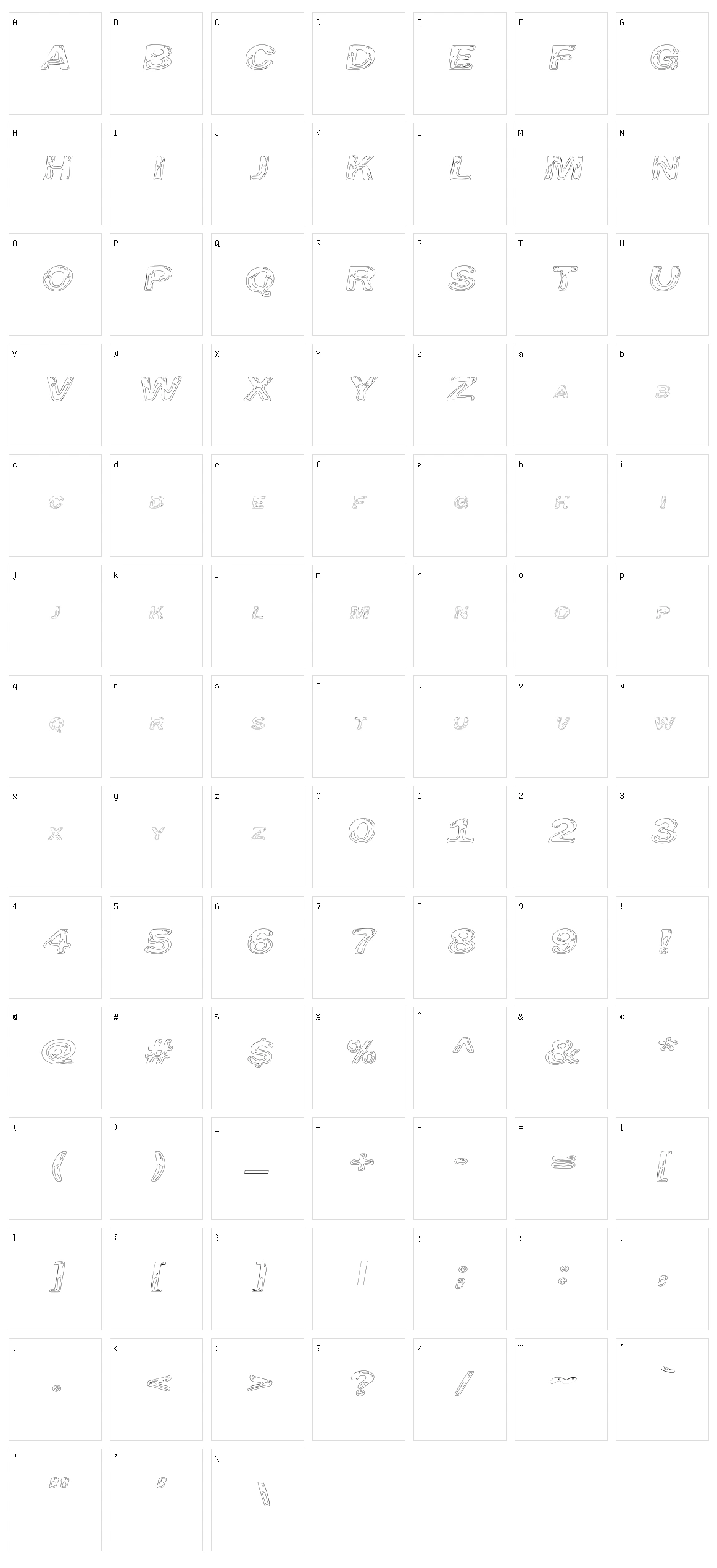 Line Etch Character Set