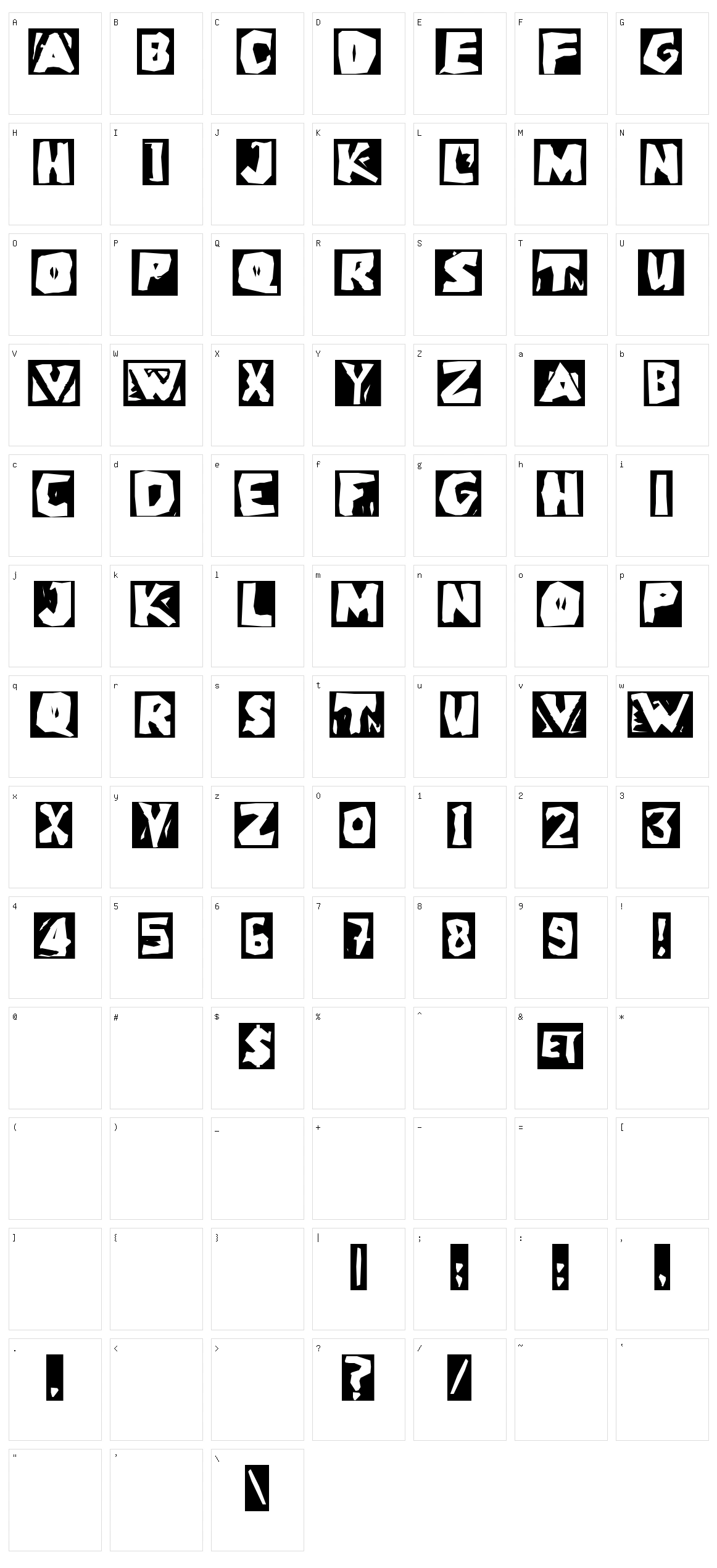 LinoLeumInvers Character Set