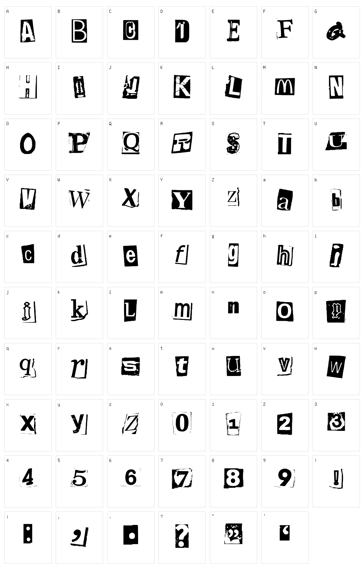 Magazine Letter Character Set