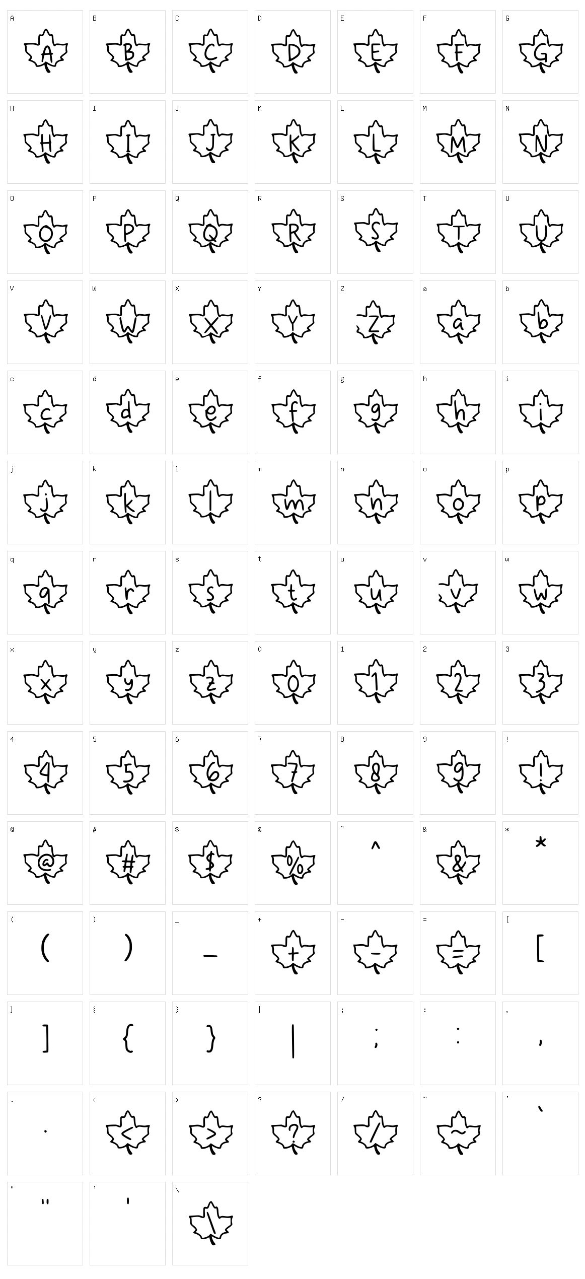 Maples Character Set