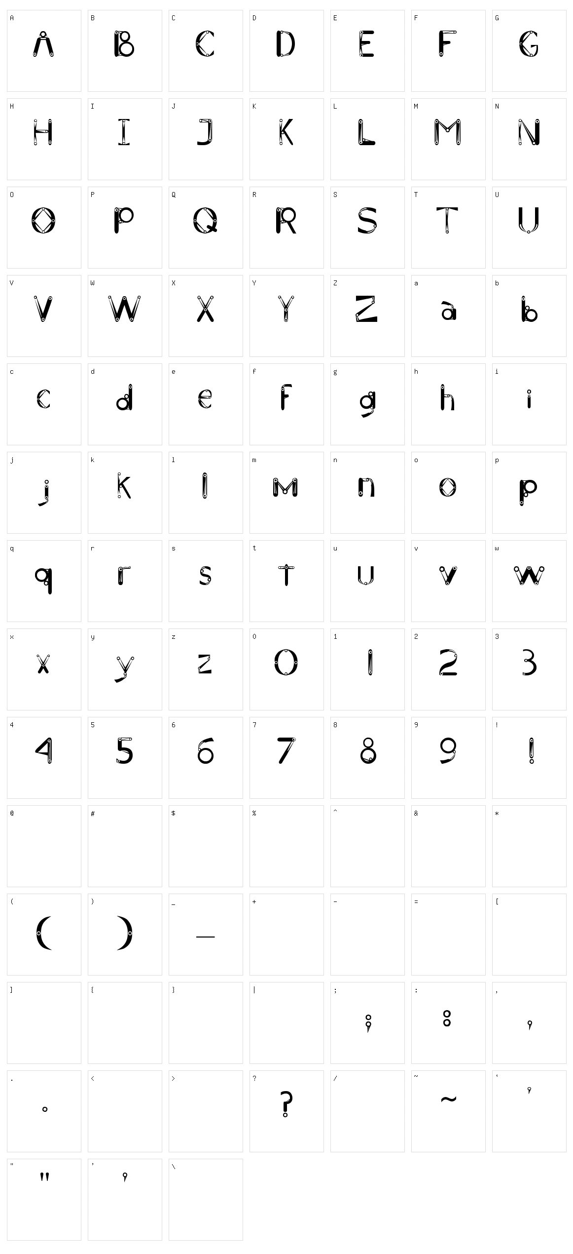 Mechanical Character Set