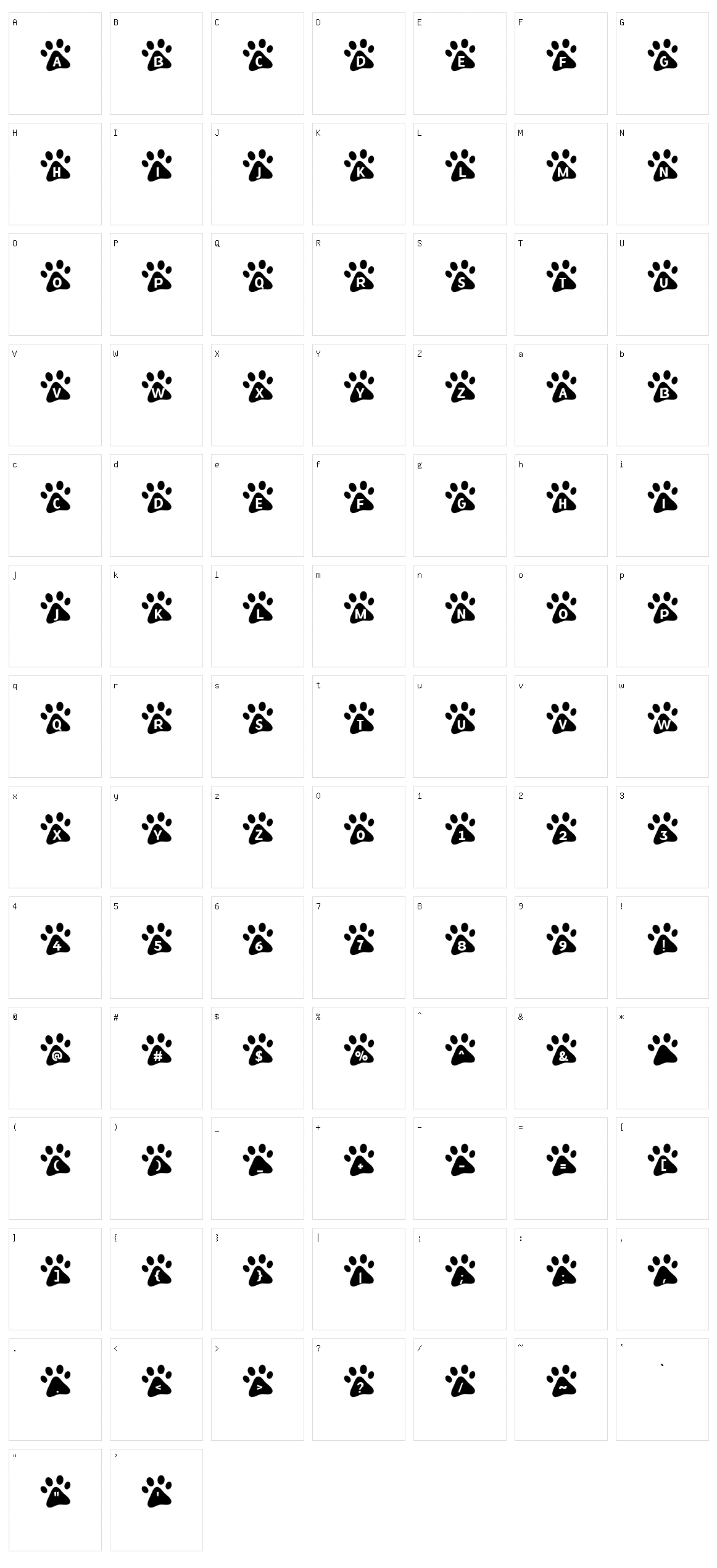 MF Paw Prints Character Set