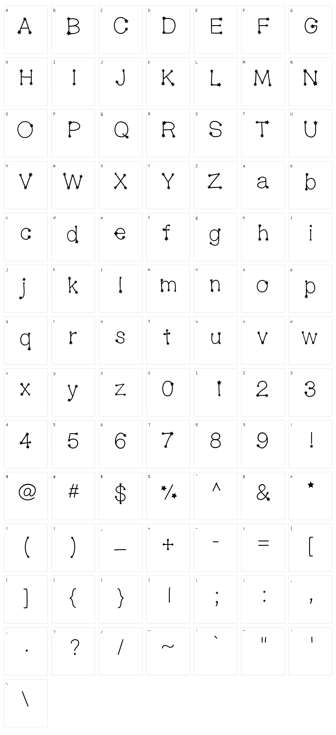 Midnight Constellations Character Set