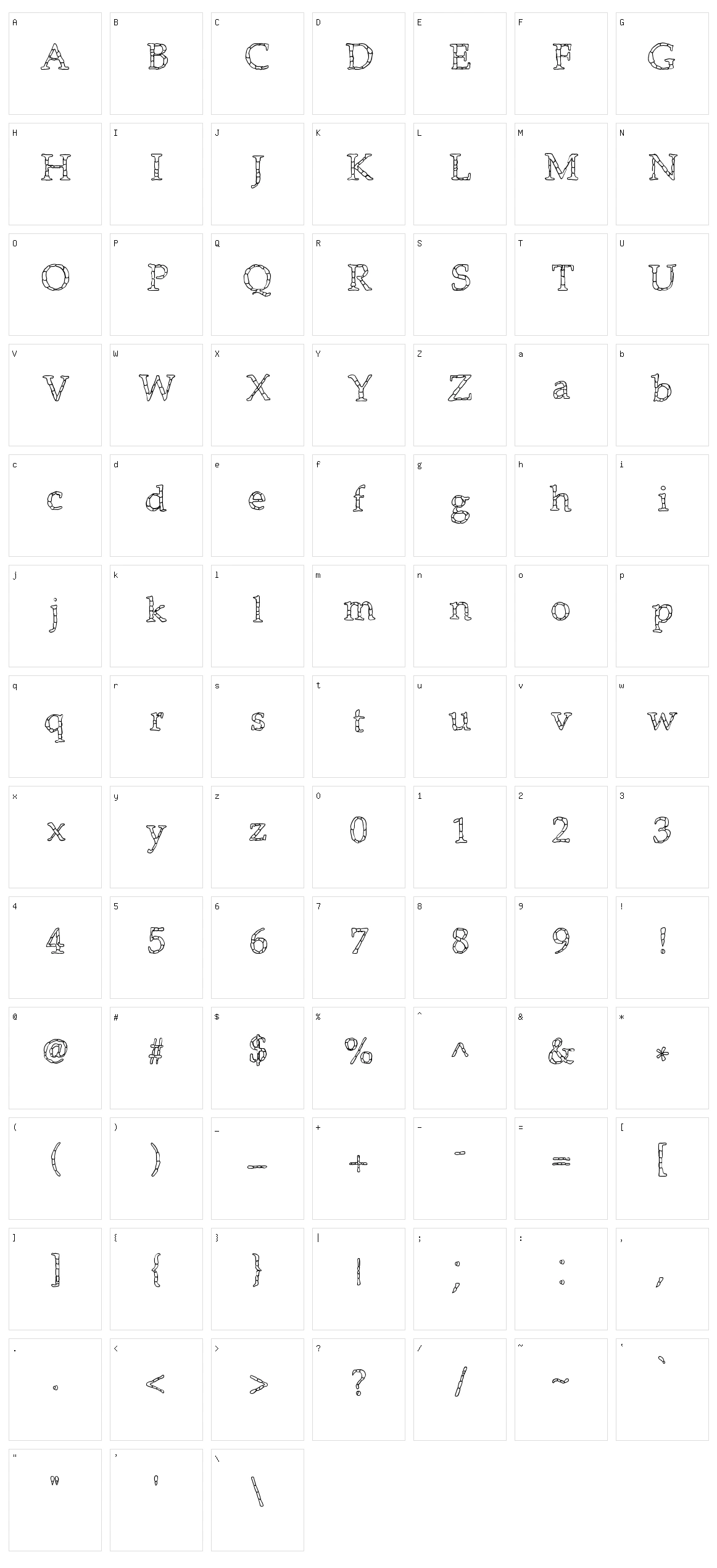 Monolithic Character Set