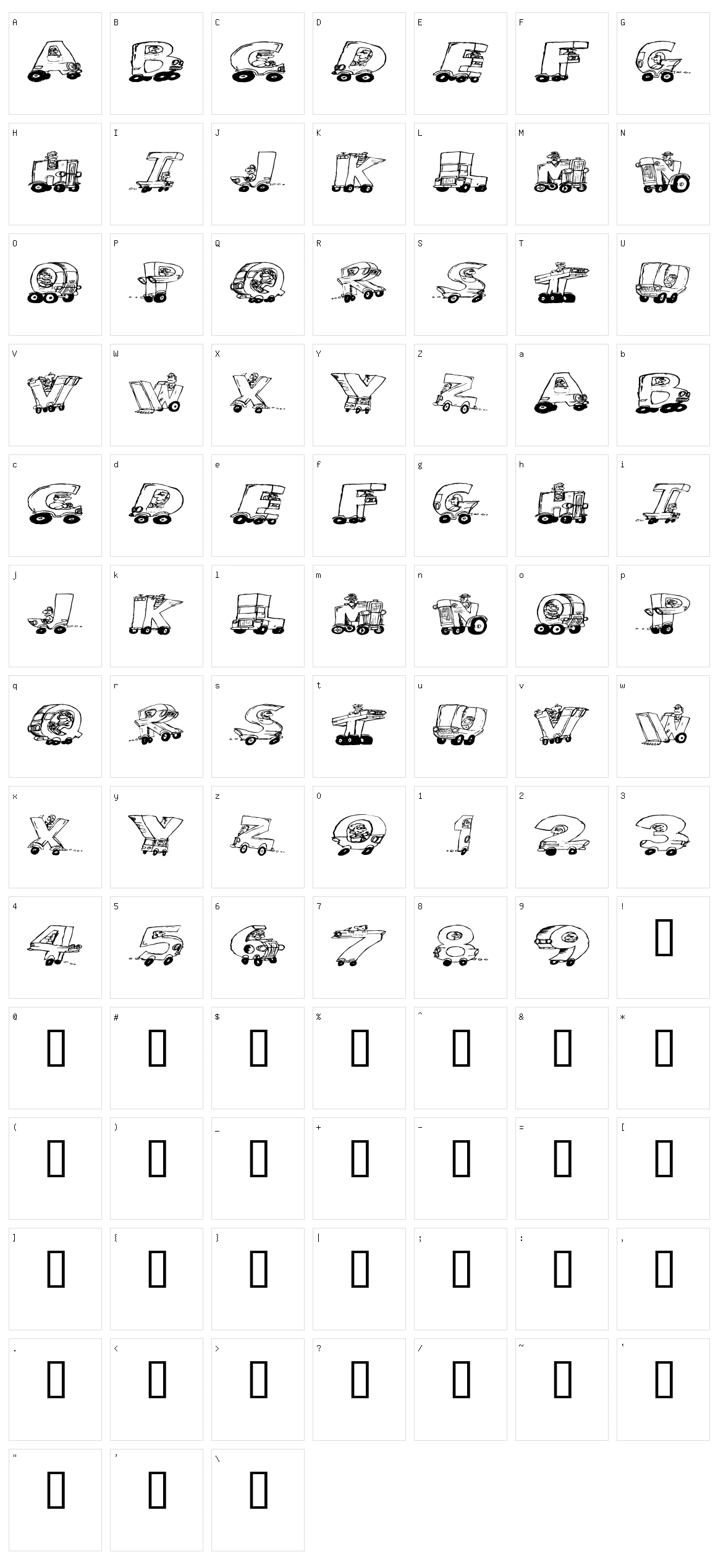 Motoring Character Set