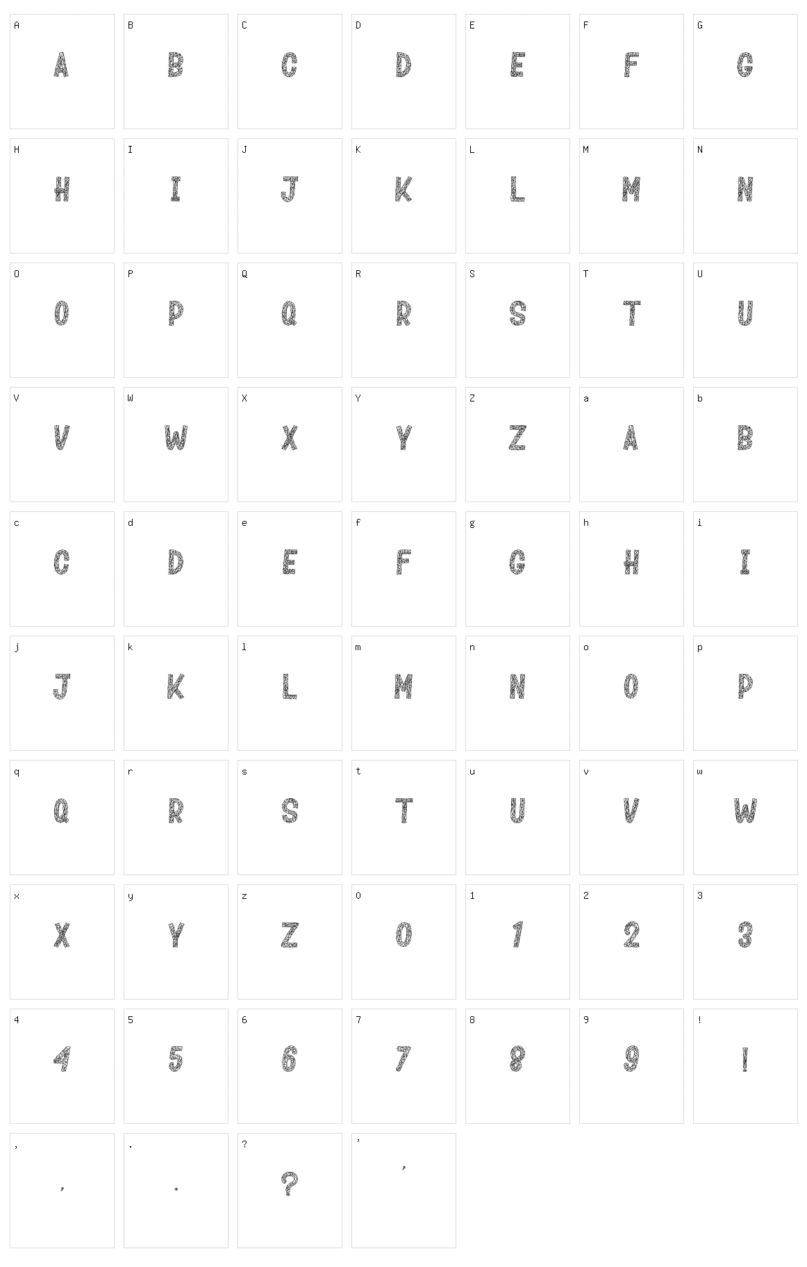 Mozaik Duren Character Set