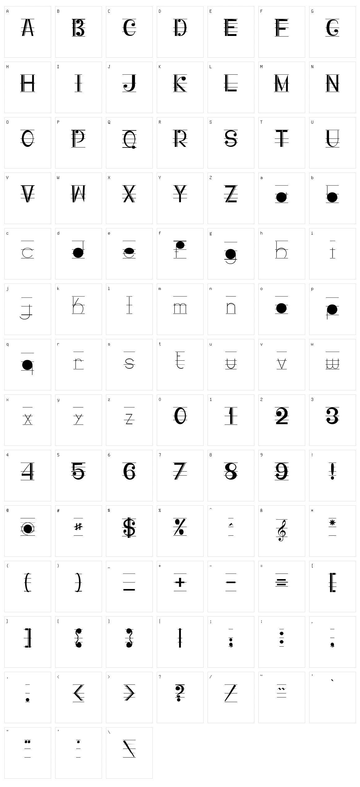 Musicografi Character Set