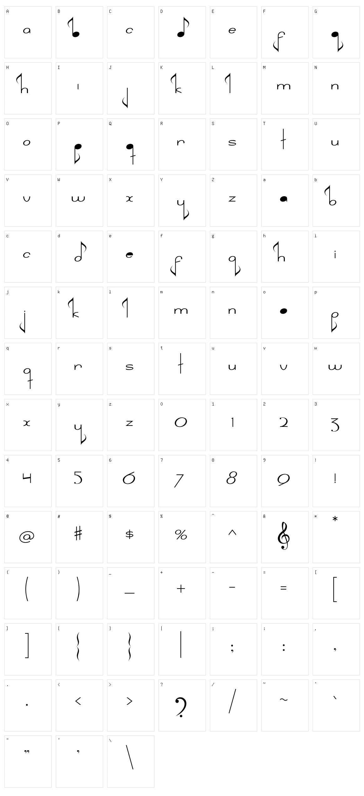 Nada Character Set