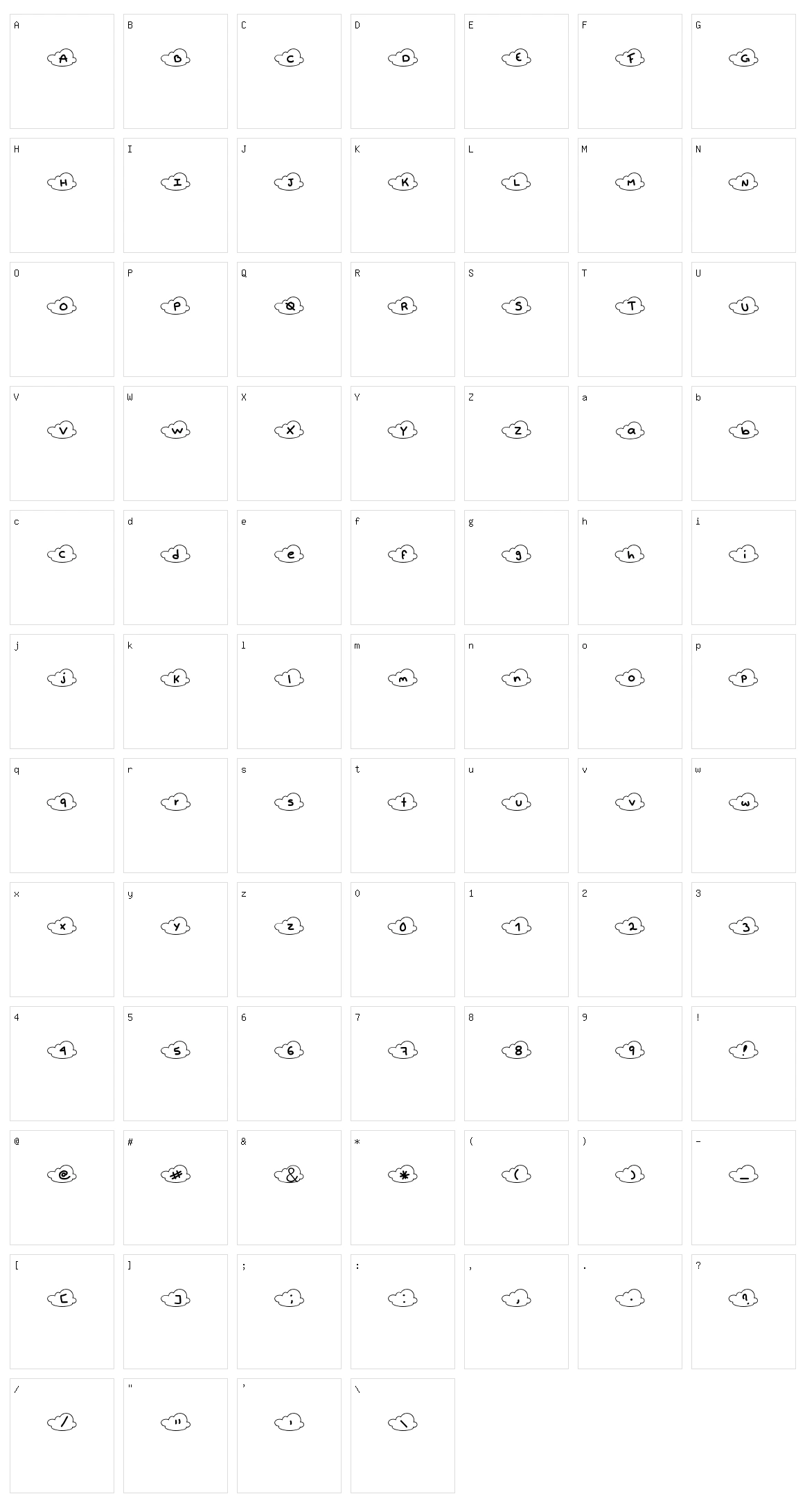 Nubes Character Set
