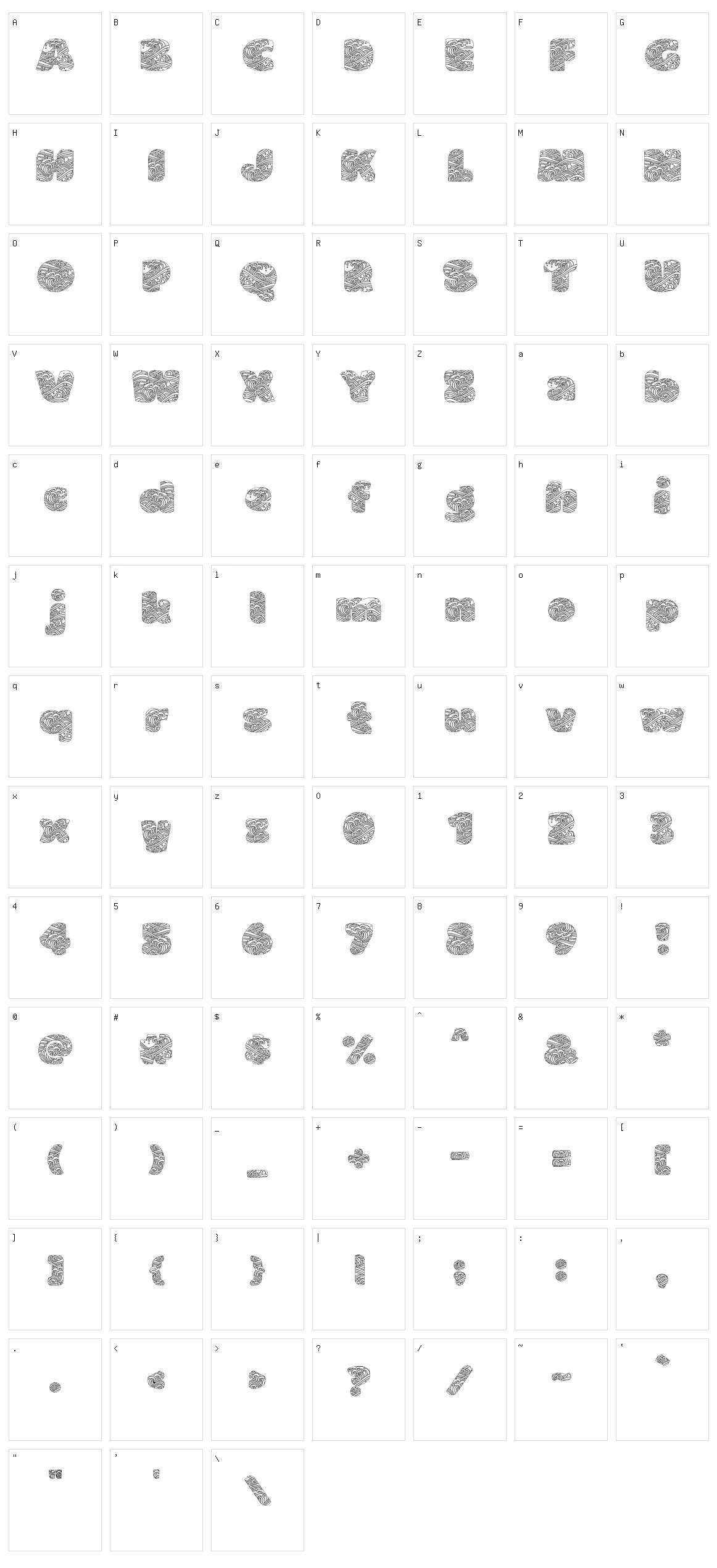 Ocean Wave Character Set