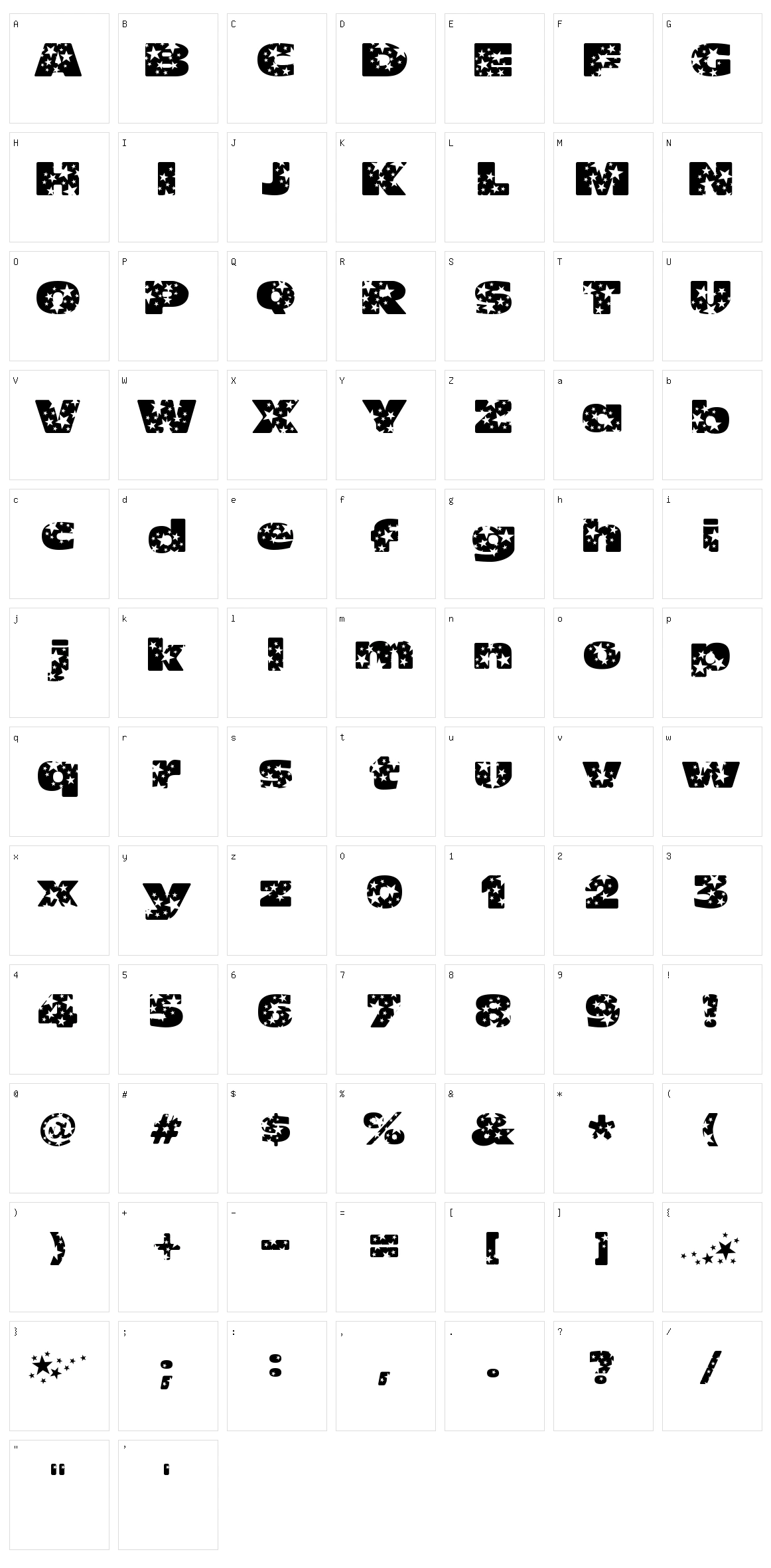 Oh my god stars ! Character Set