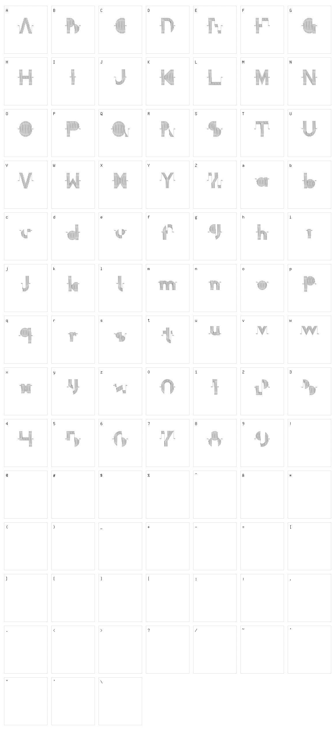 Oscilloscope Character Set