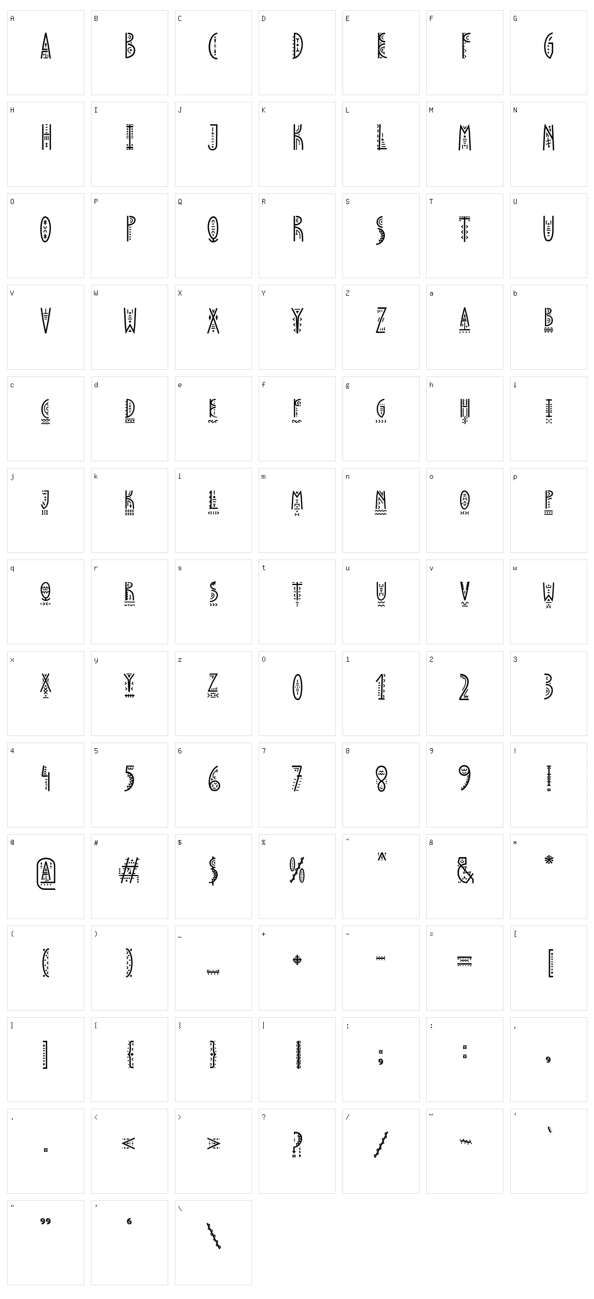 PapaKilo Character Set