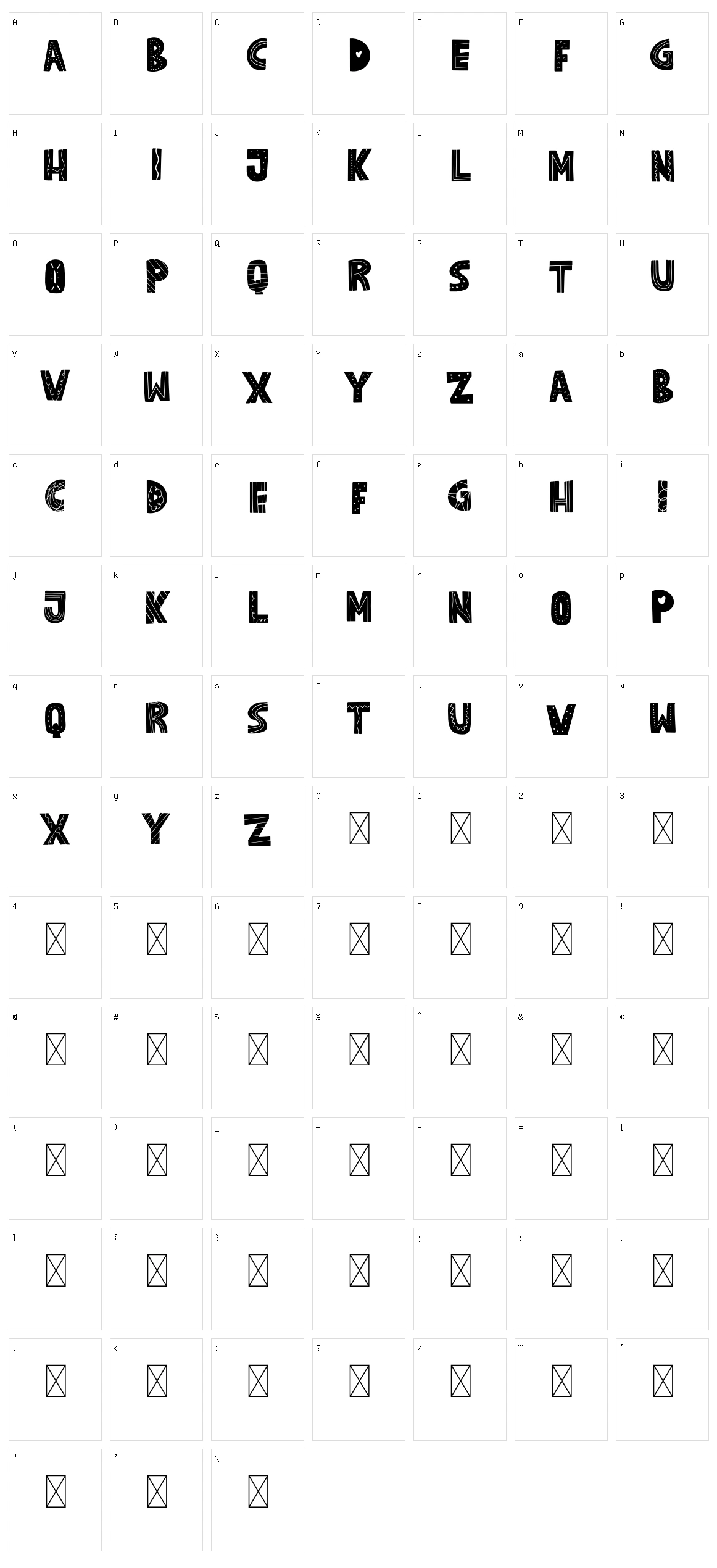 Party Size Character Set