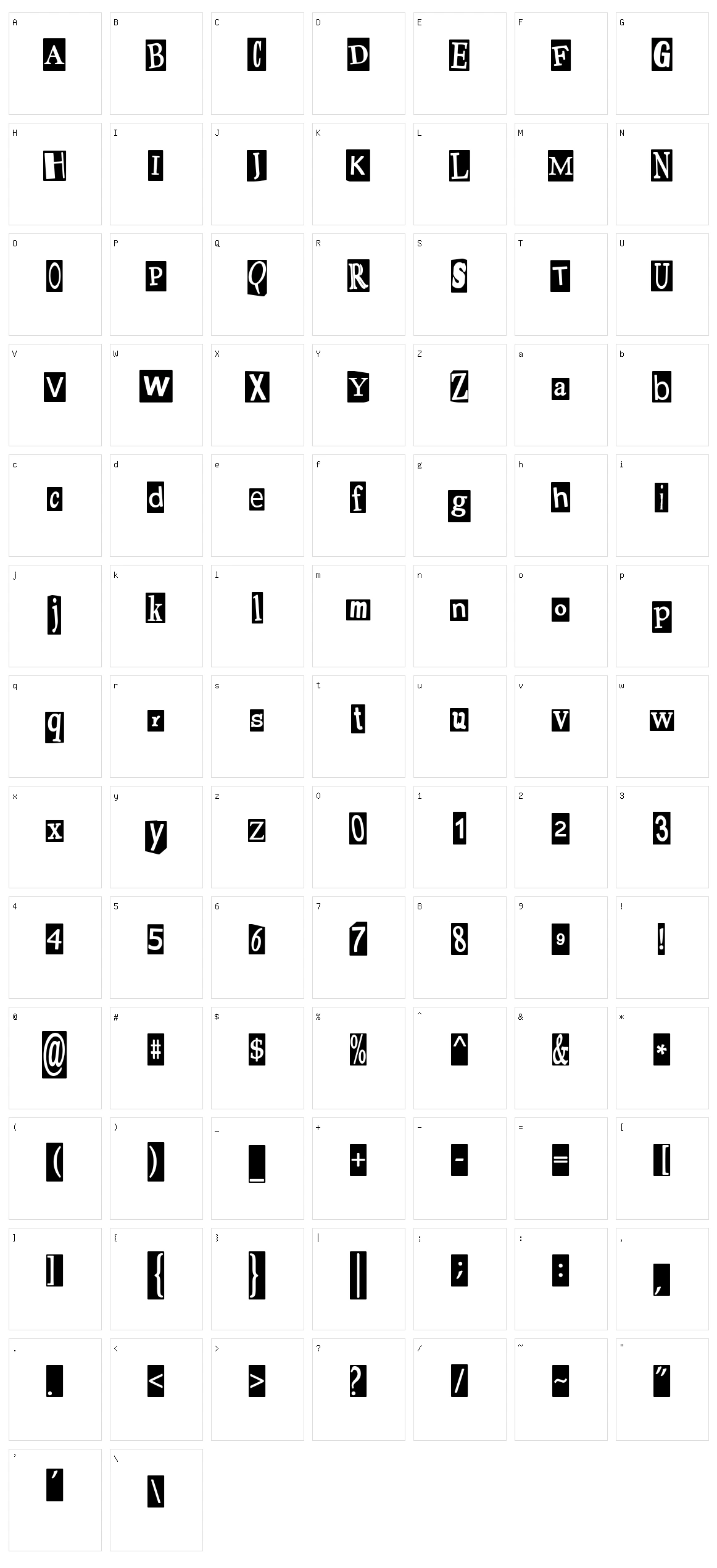 Pauls Ransom Note Character Set
