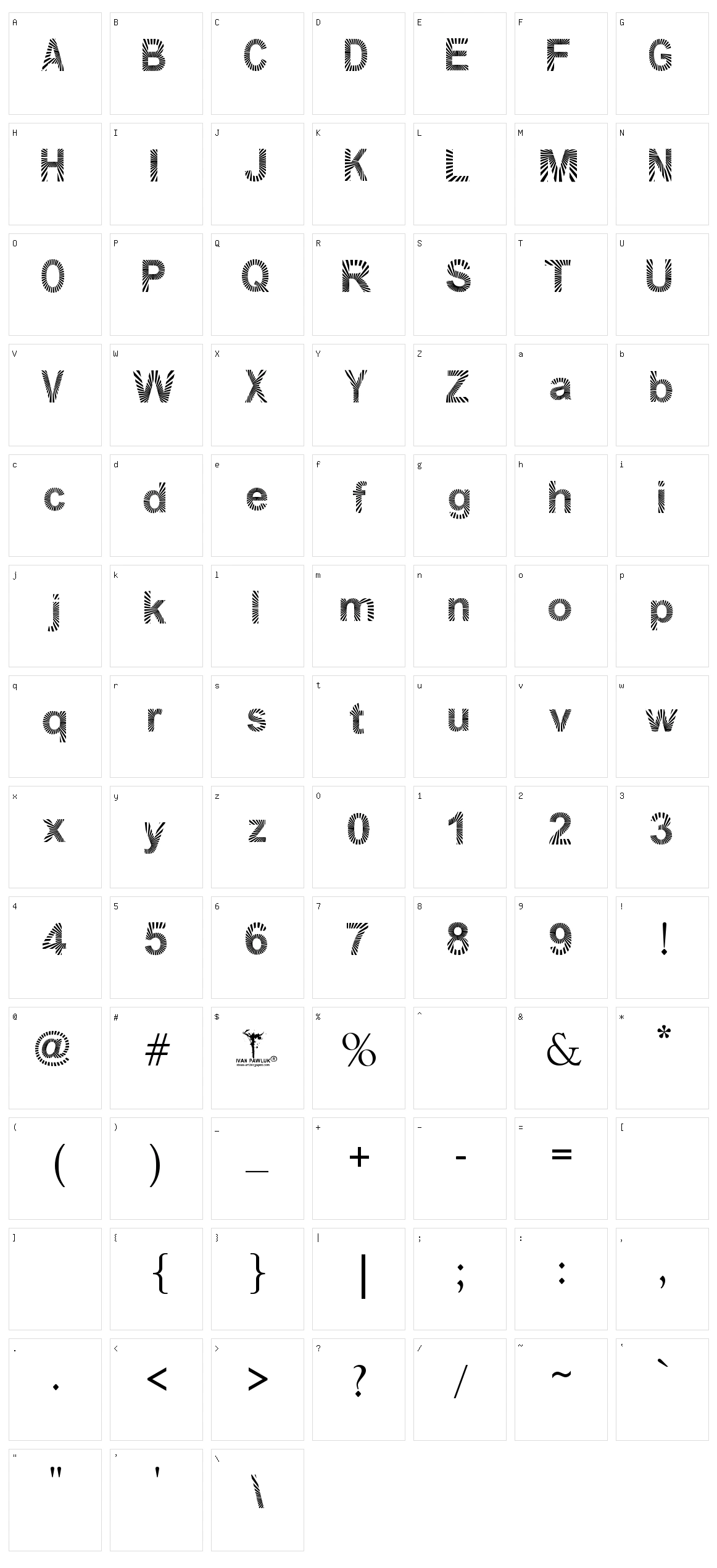 Pawluk Zibra Character Set