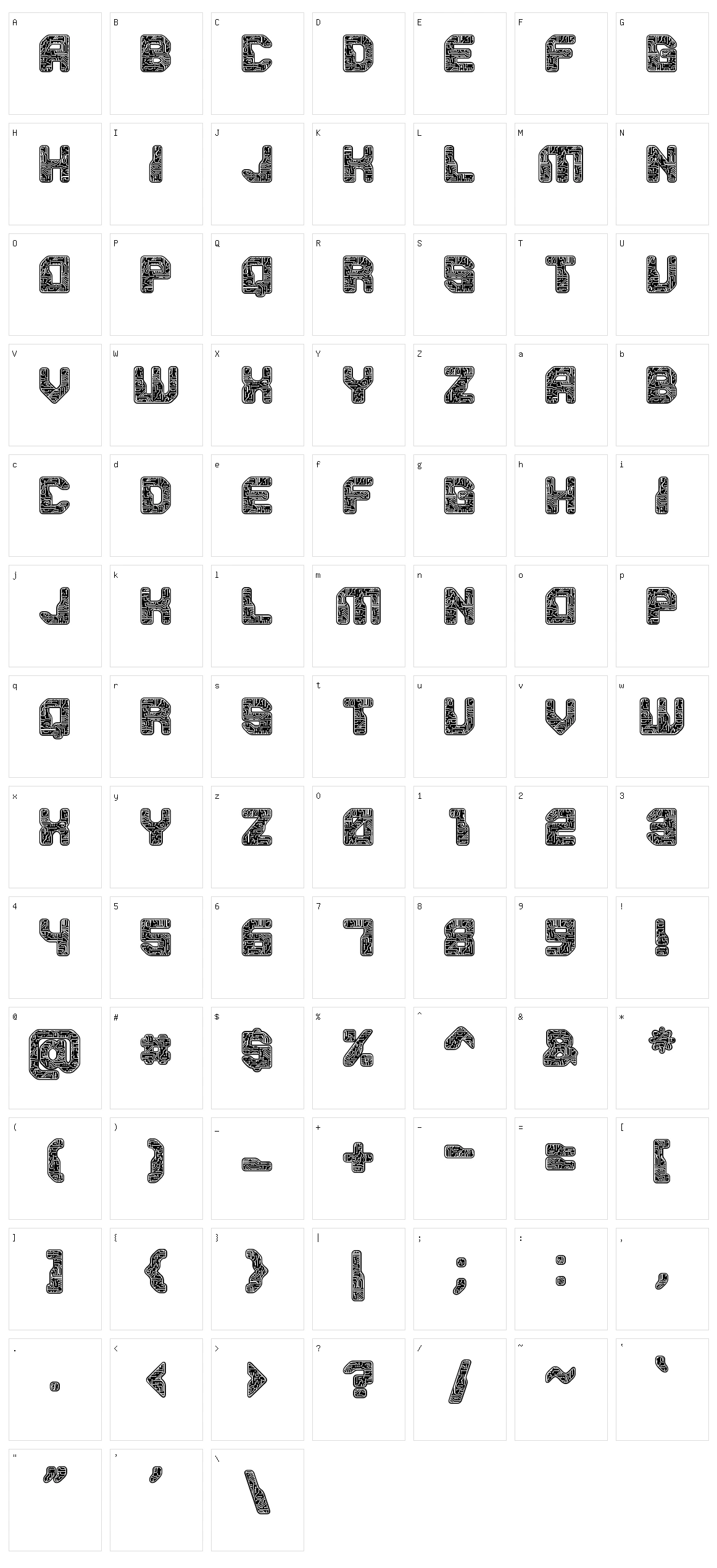 PCB Character Set
