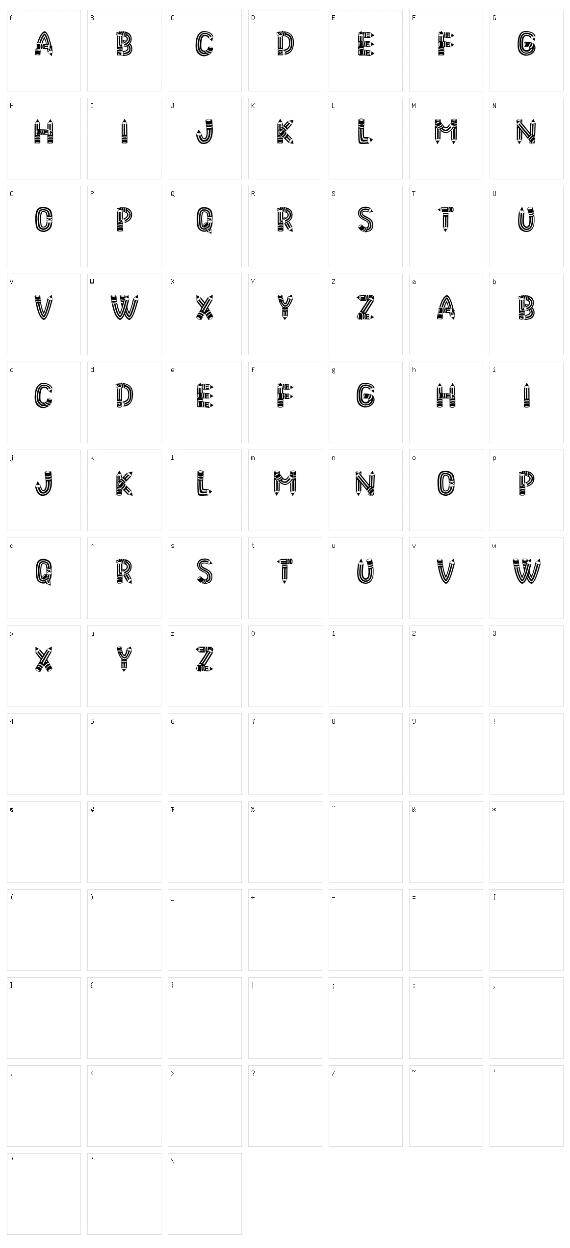 Pencil Letters Character Set
